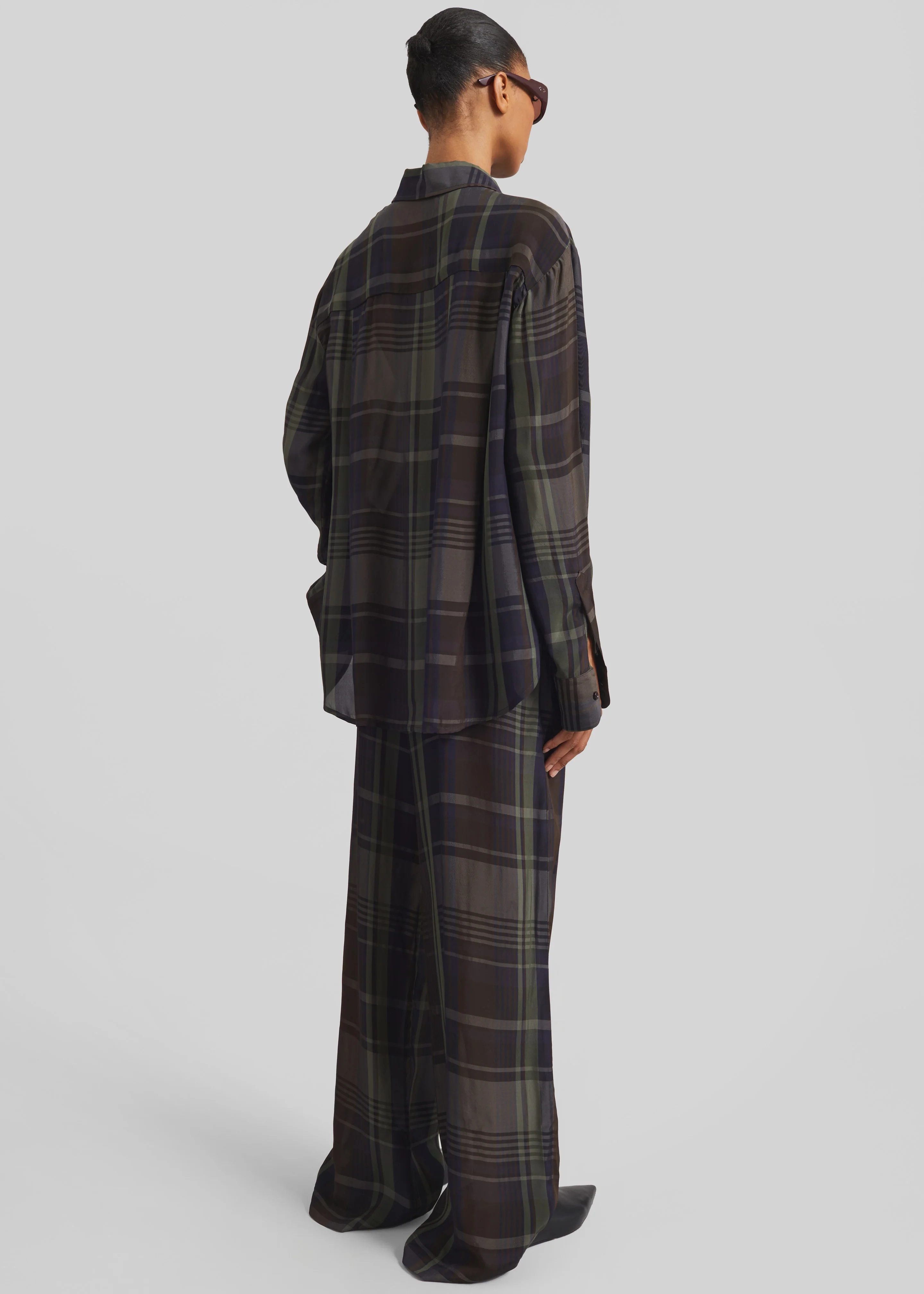 Baxter Sheer Fluid Track Pants - Navy Tartan - Image 8