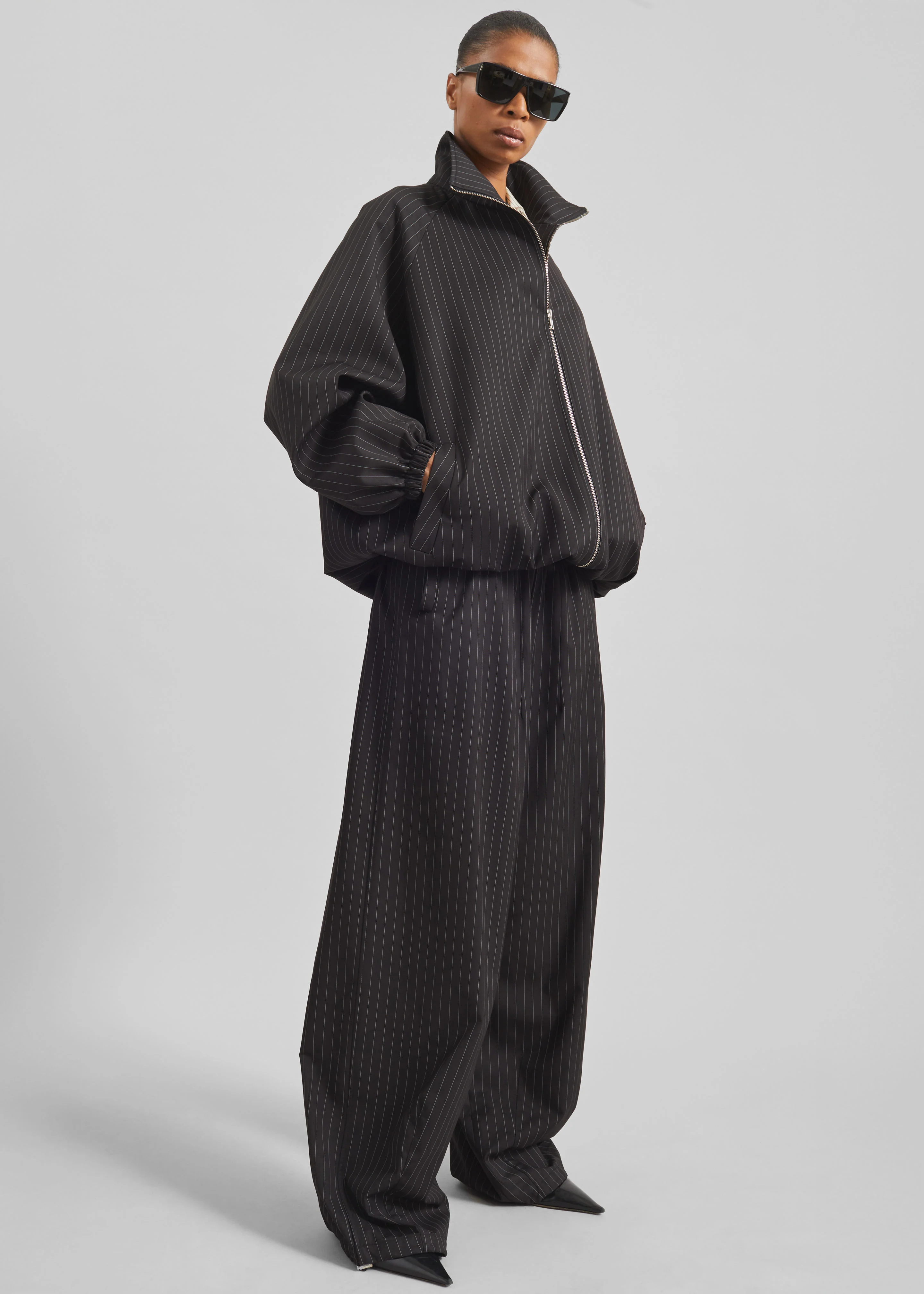 Baxter Track Jacket - Black/White Pinstripe - Image 2