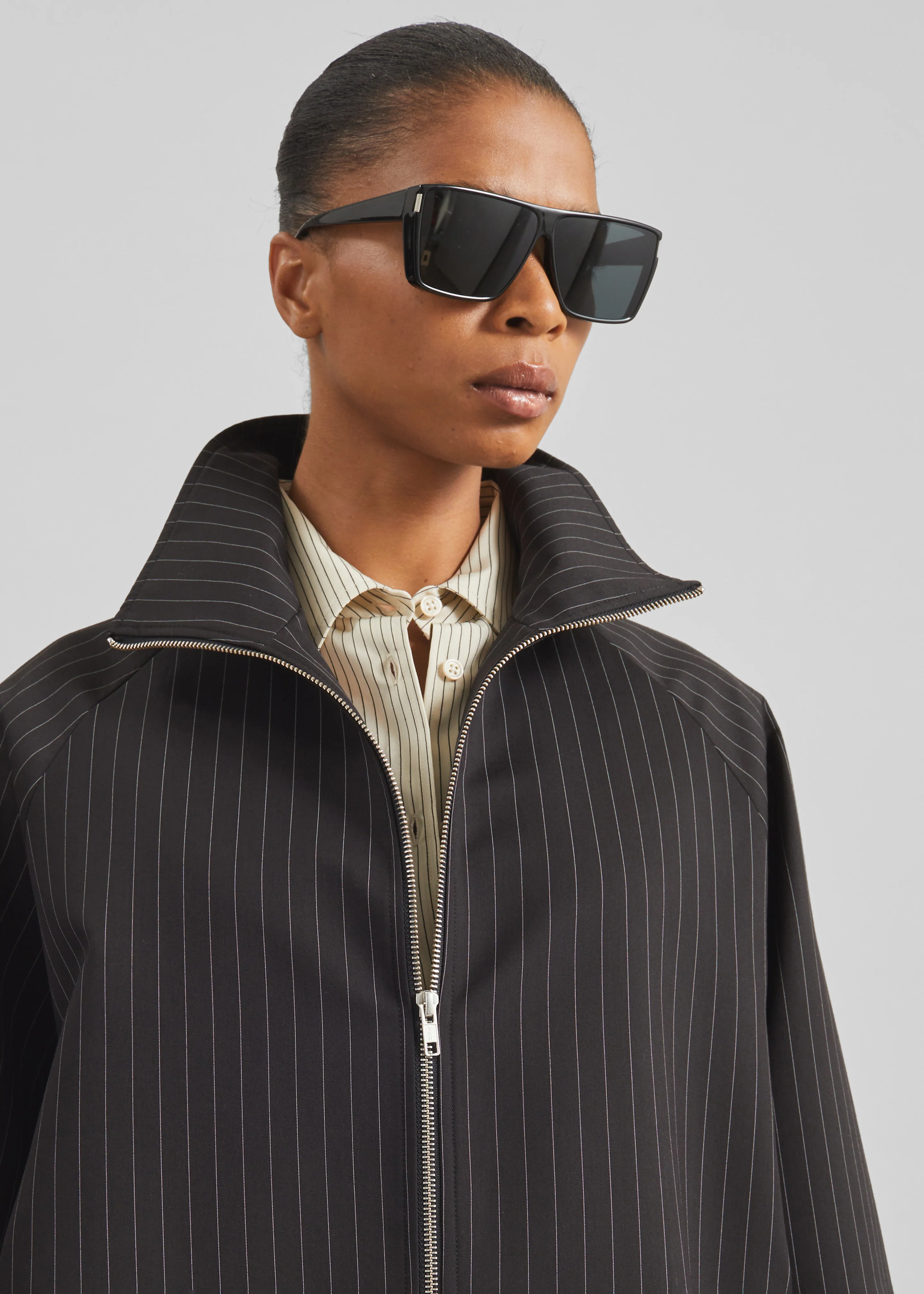 Baxter Track Jacket - Black/White Pinstripe - Image 3