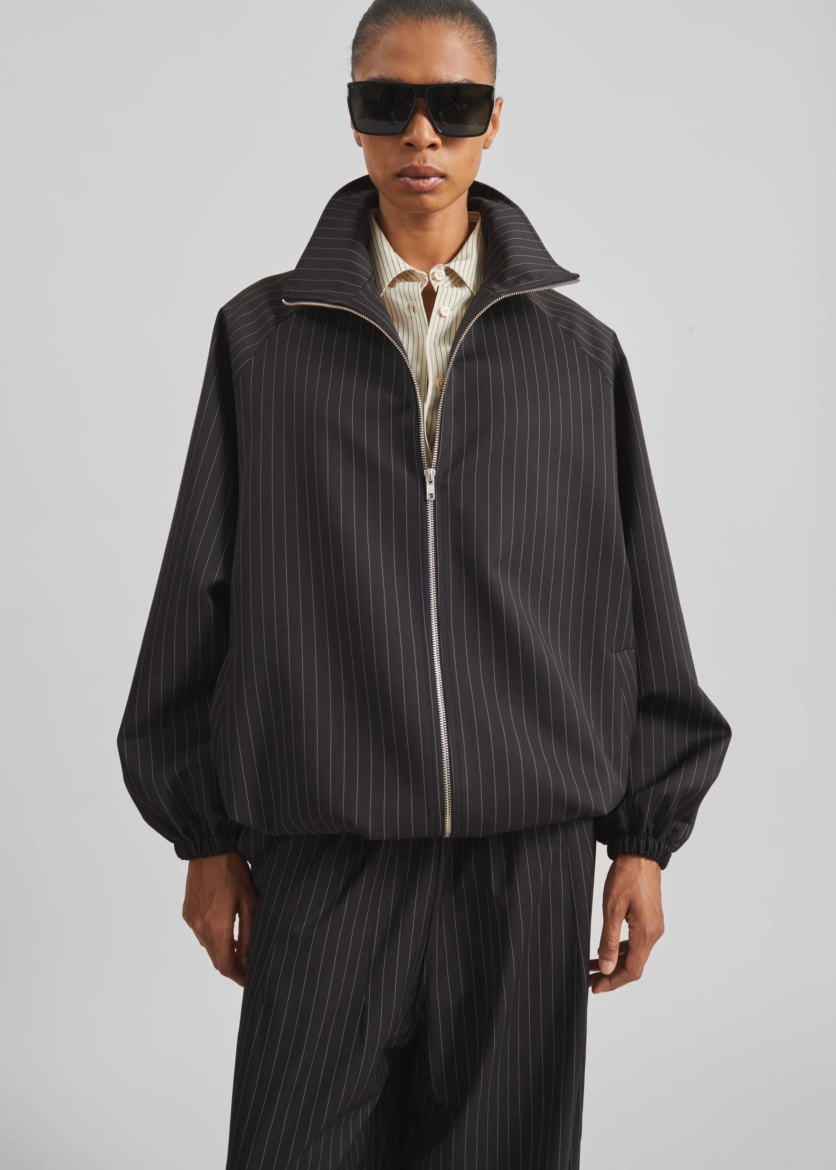 Baxter Track Jacket - Black/White Pinstripe - Image 4