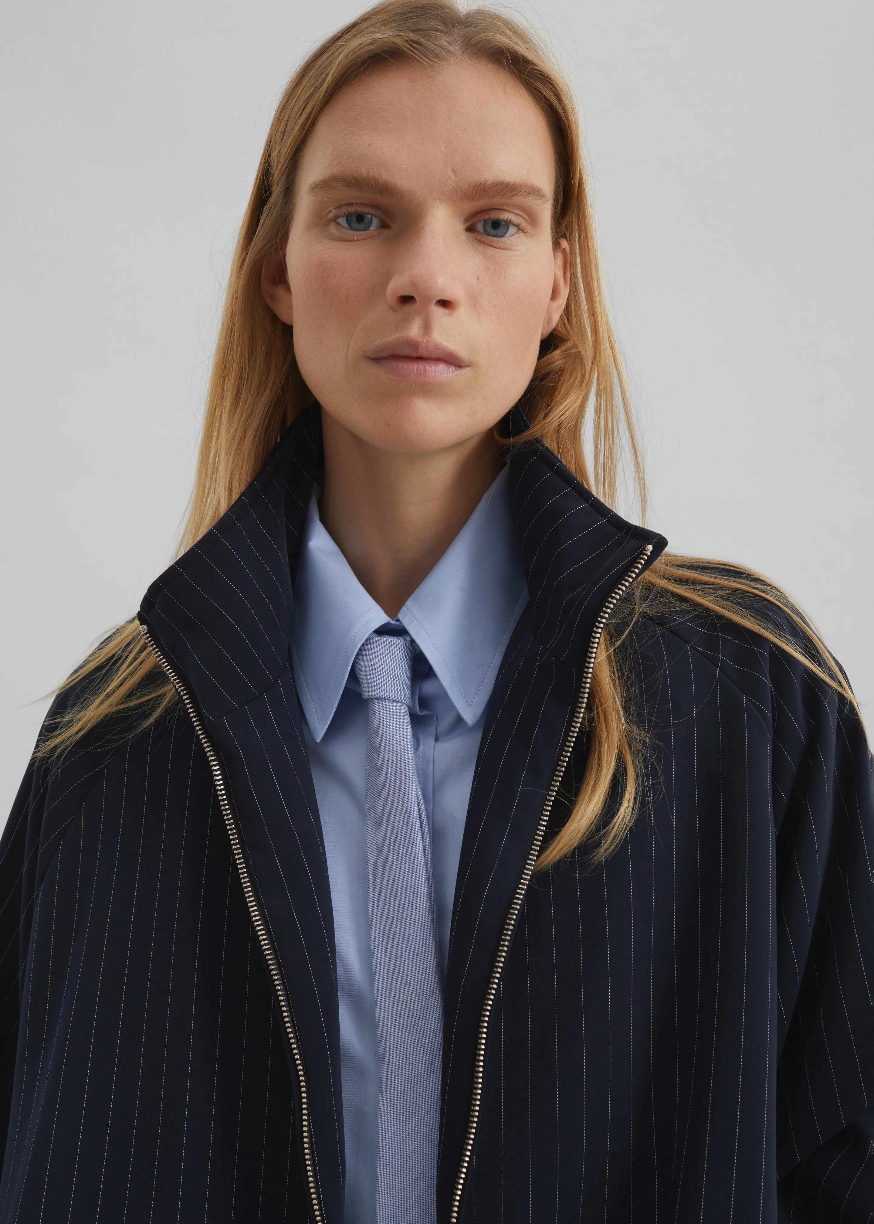 Baxter Track Jacket - Navy/White Pinstripe - Image 3