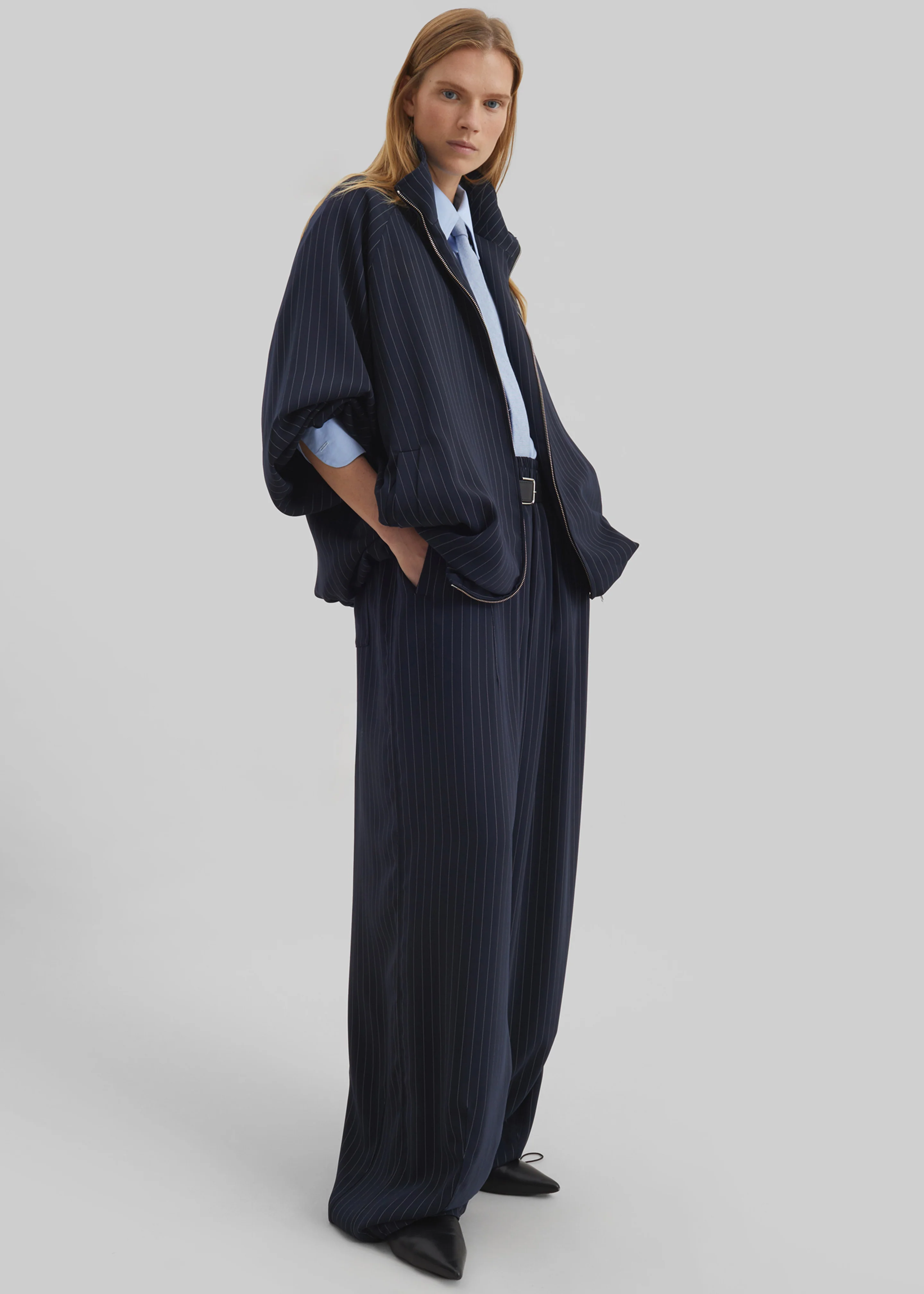Baxter Track Jacket - Navy/White Pinstripe - Image 6