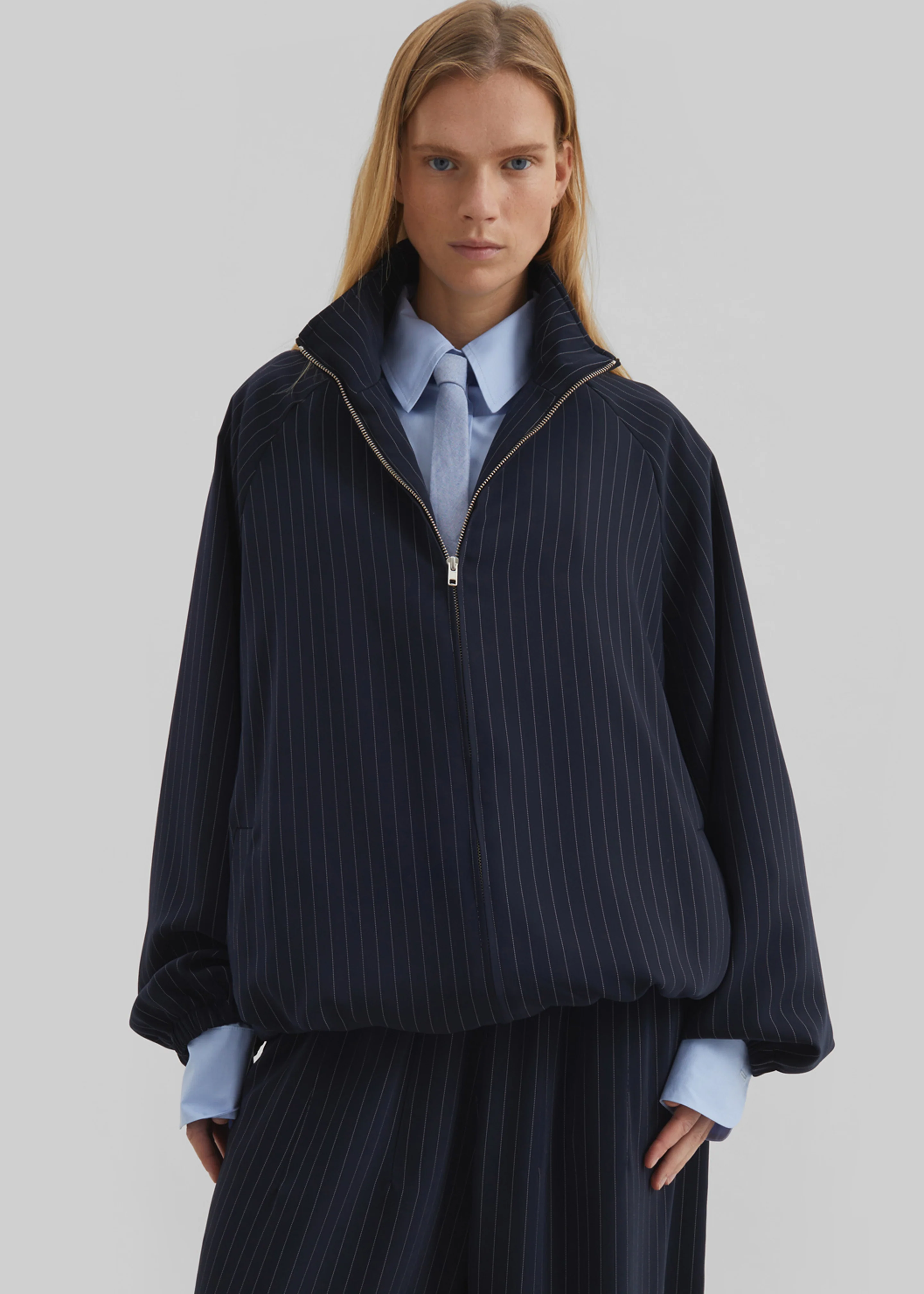 Baxter Track Jacket - Navy/White Pinstripe - Image 7