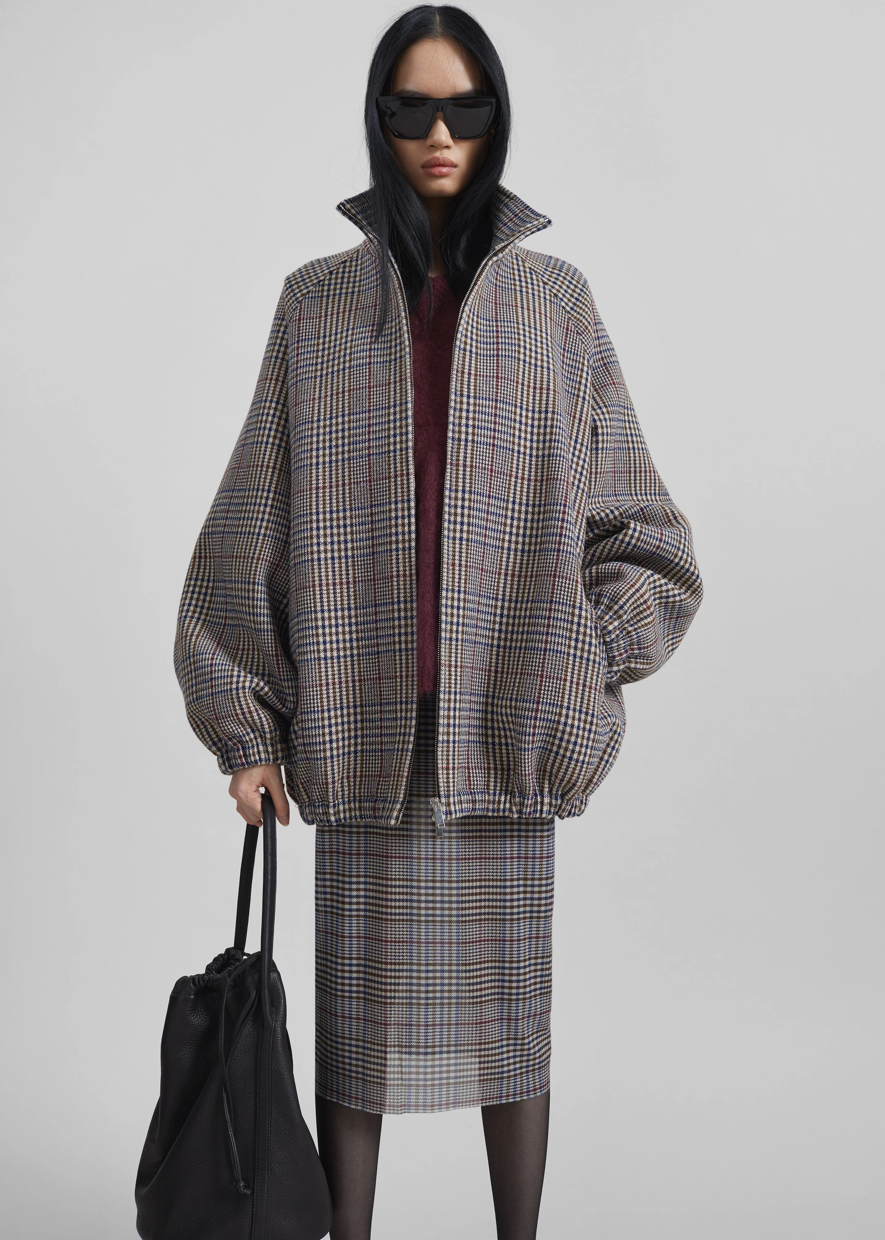 Baxter Wool Track Jacket - Beige Glen Plaid - Image 5