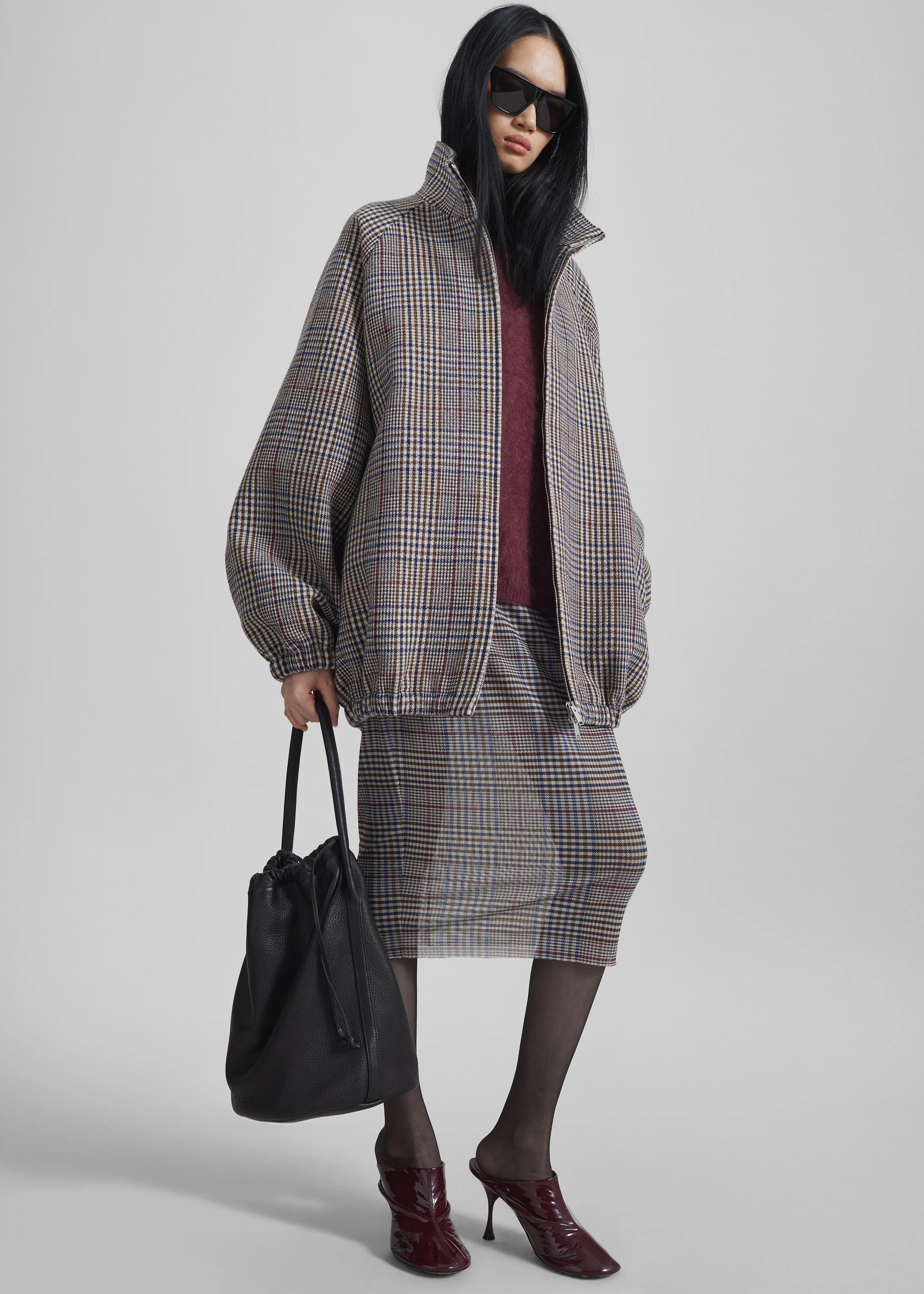 Baxter Wool Track Jacket - Beige Glen Plaid - Image 6