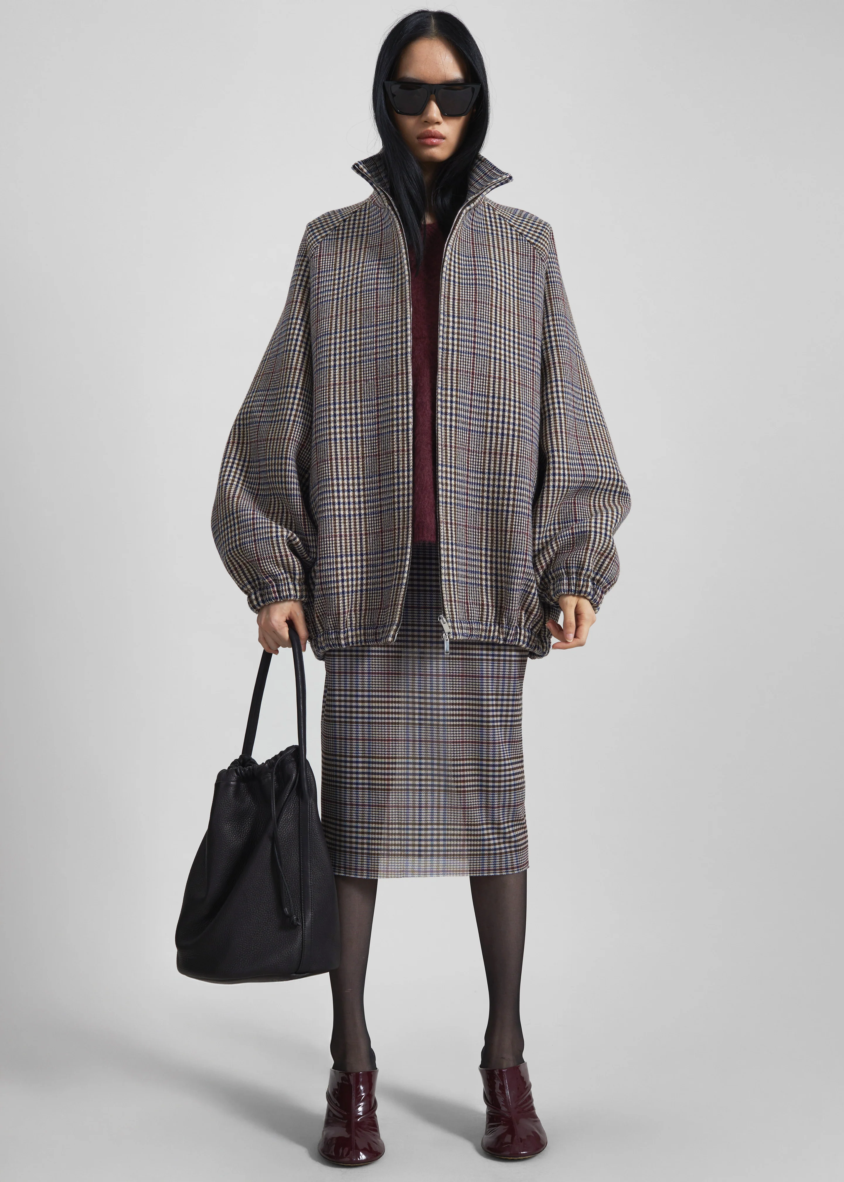 Baxter Wool Track Jacket - Beige Glen Plaid - Image 8