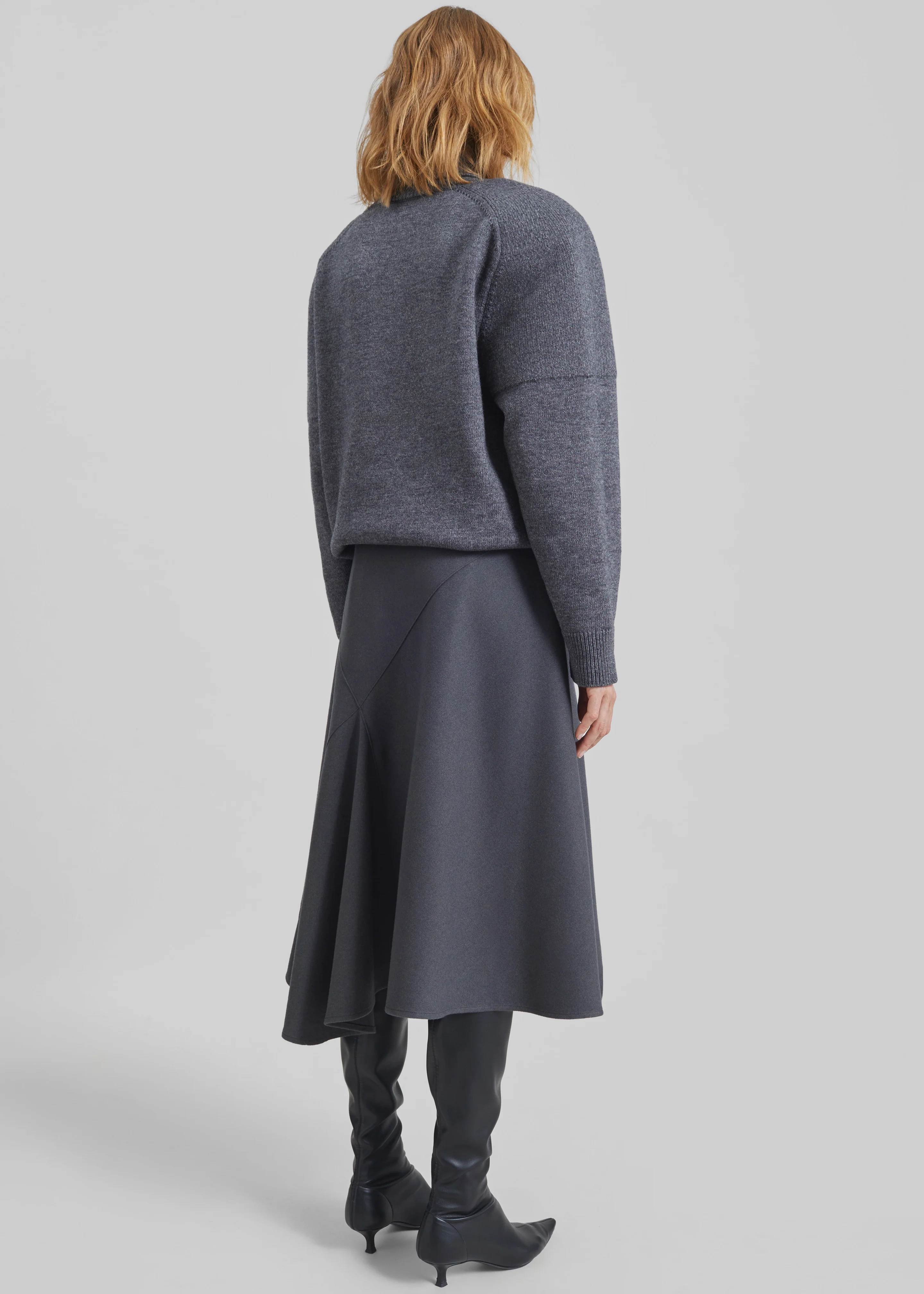 Bayel Flared Midi Skirt - Dark Grey - Image 6
