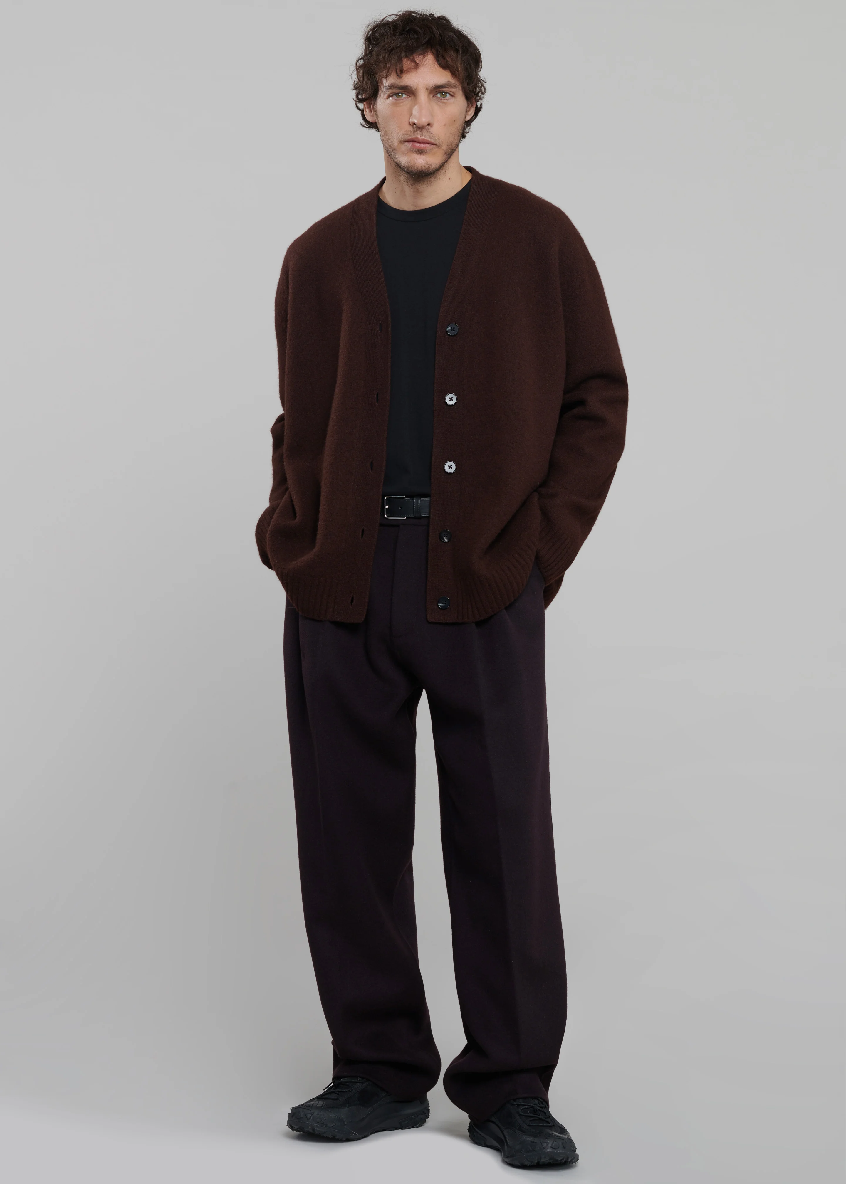 Beck Wool Cardigan - Chocolate Plum - Image 3