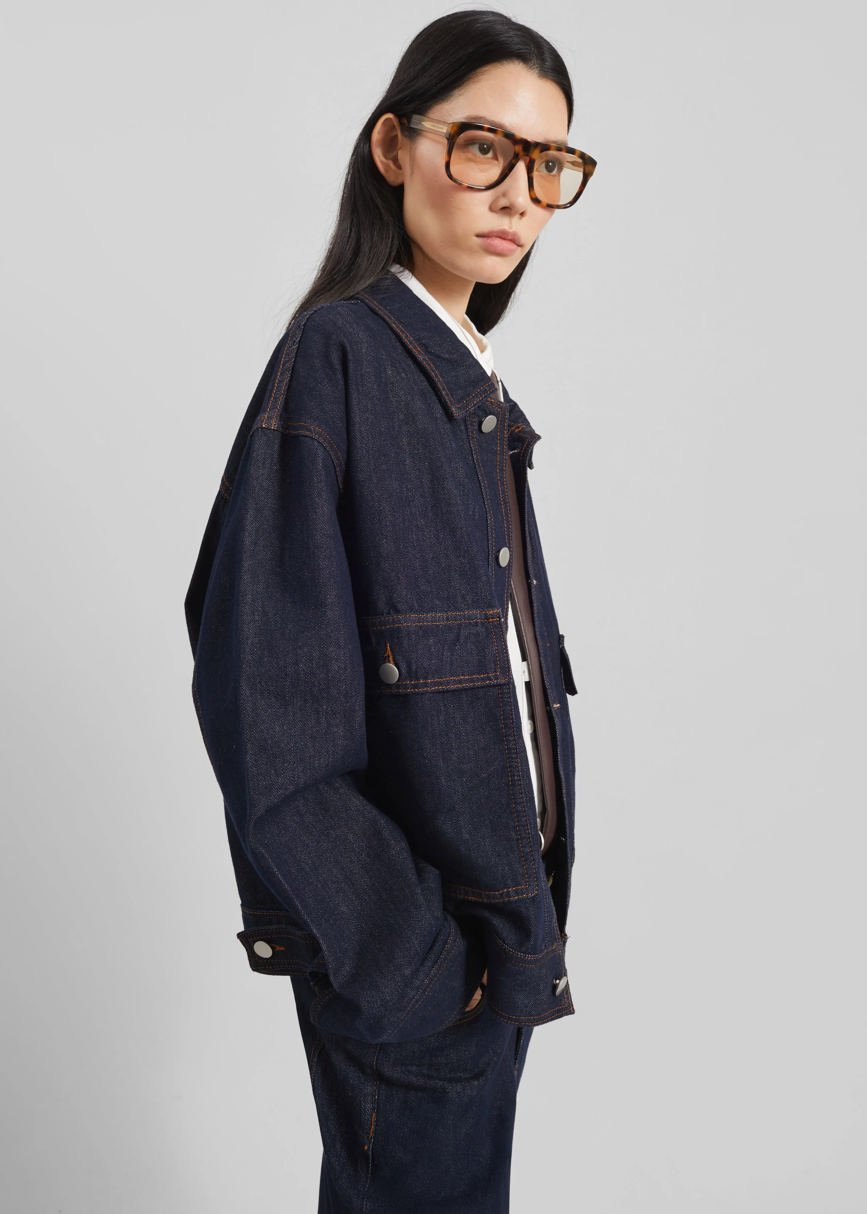 Belden Boxy Denim Jacket - Dark Wash - Image 4