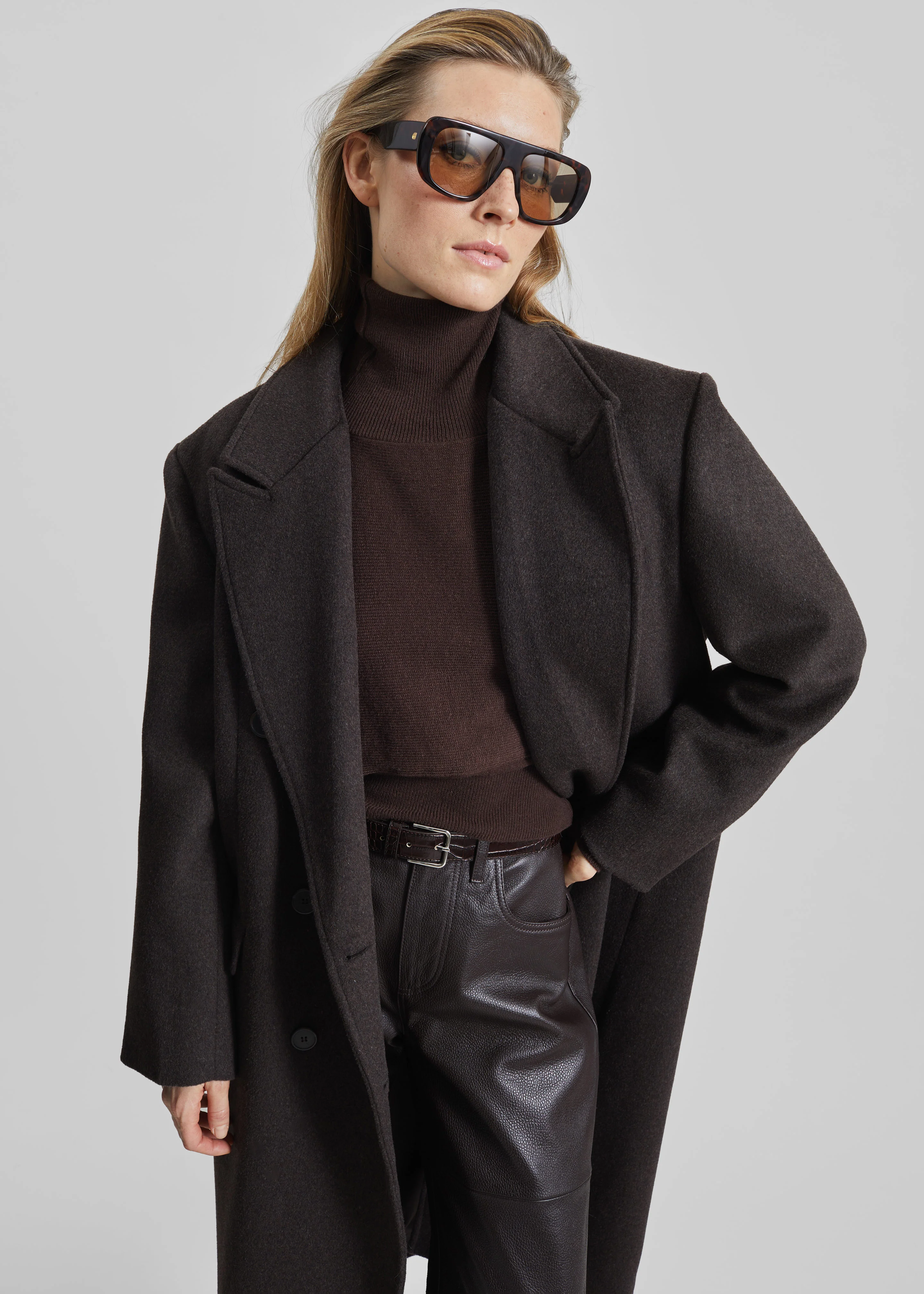 Bellace Wool Coat - Brown - Image 2