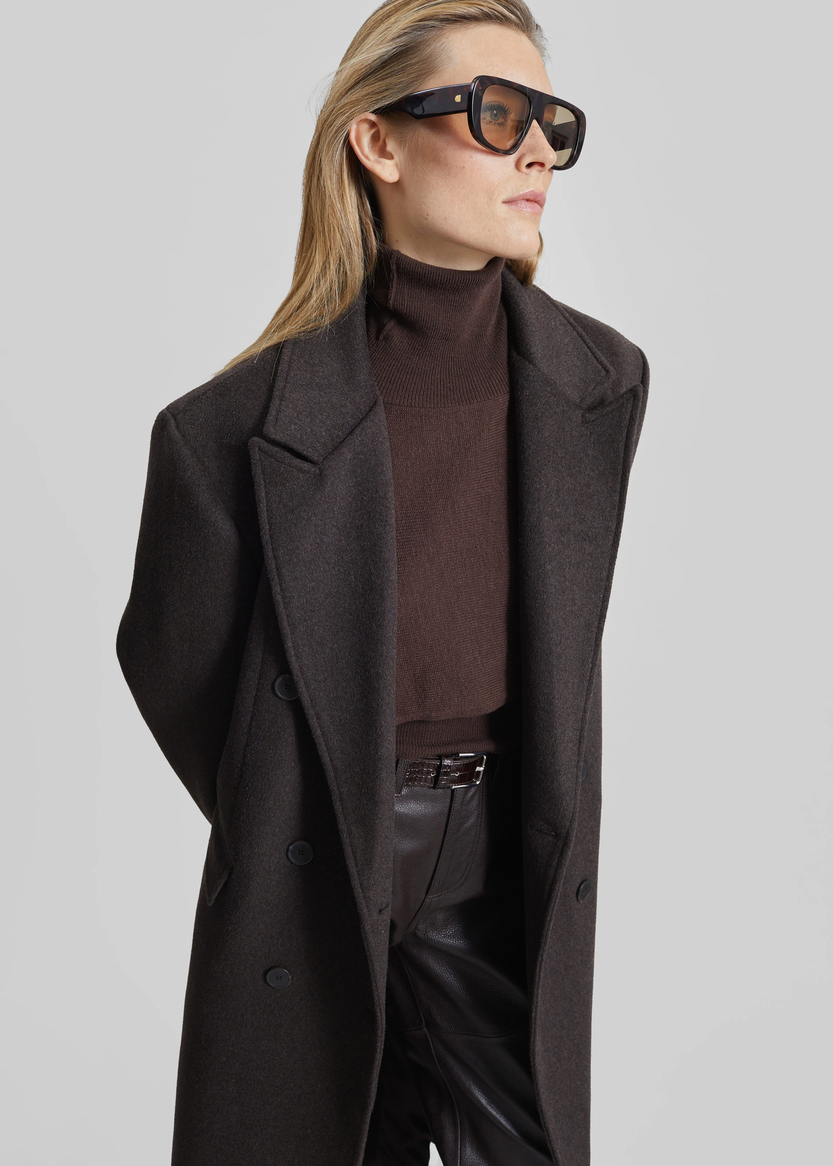 Bellace Wool Coat - Brown - Image 3