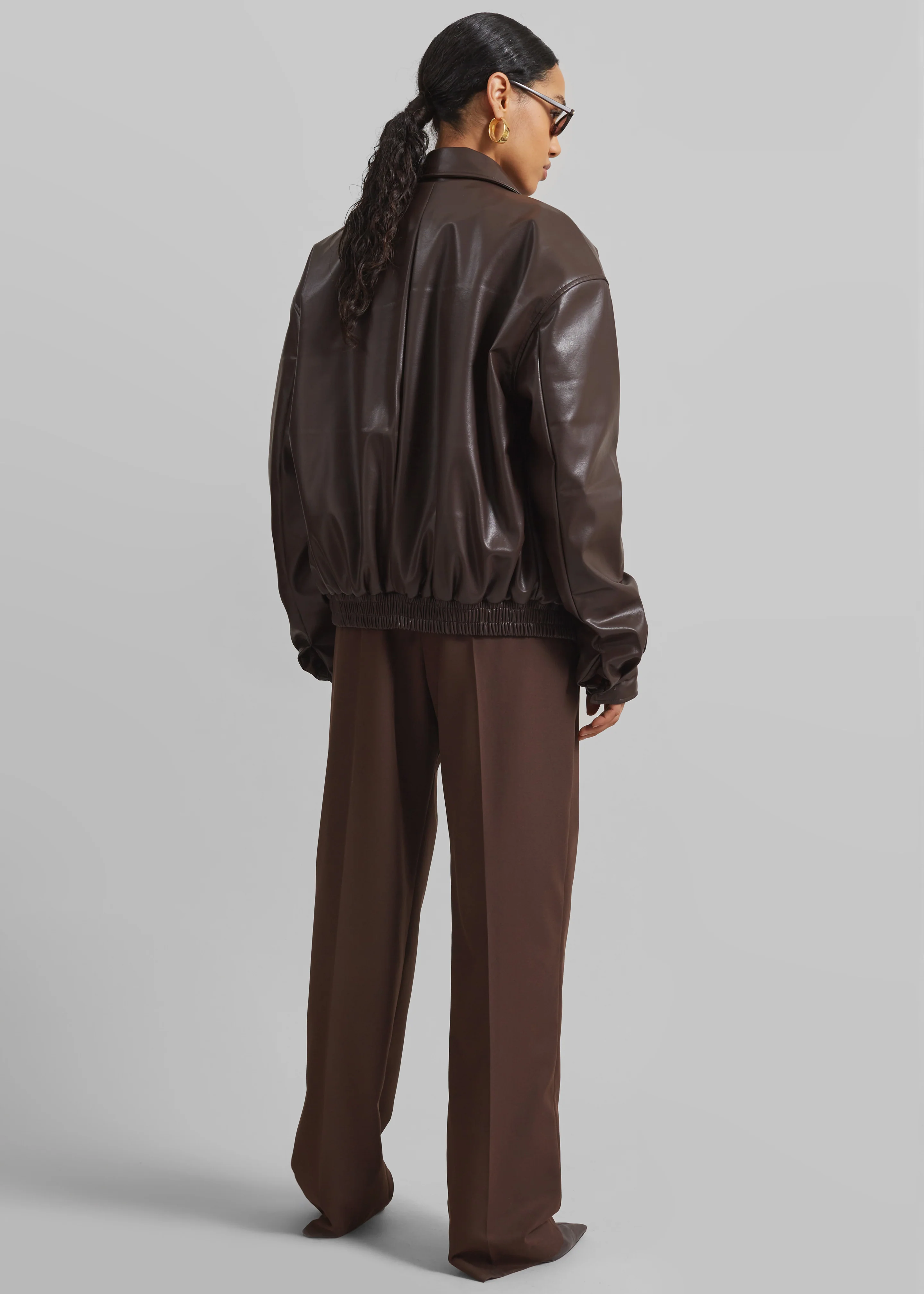 Belmont Faux Leather Jacket - Brown - Image 11