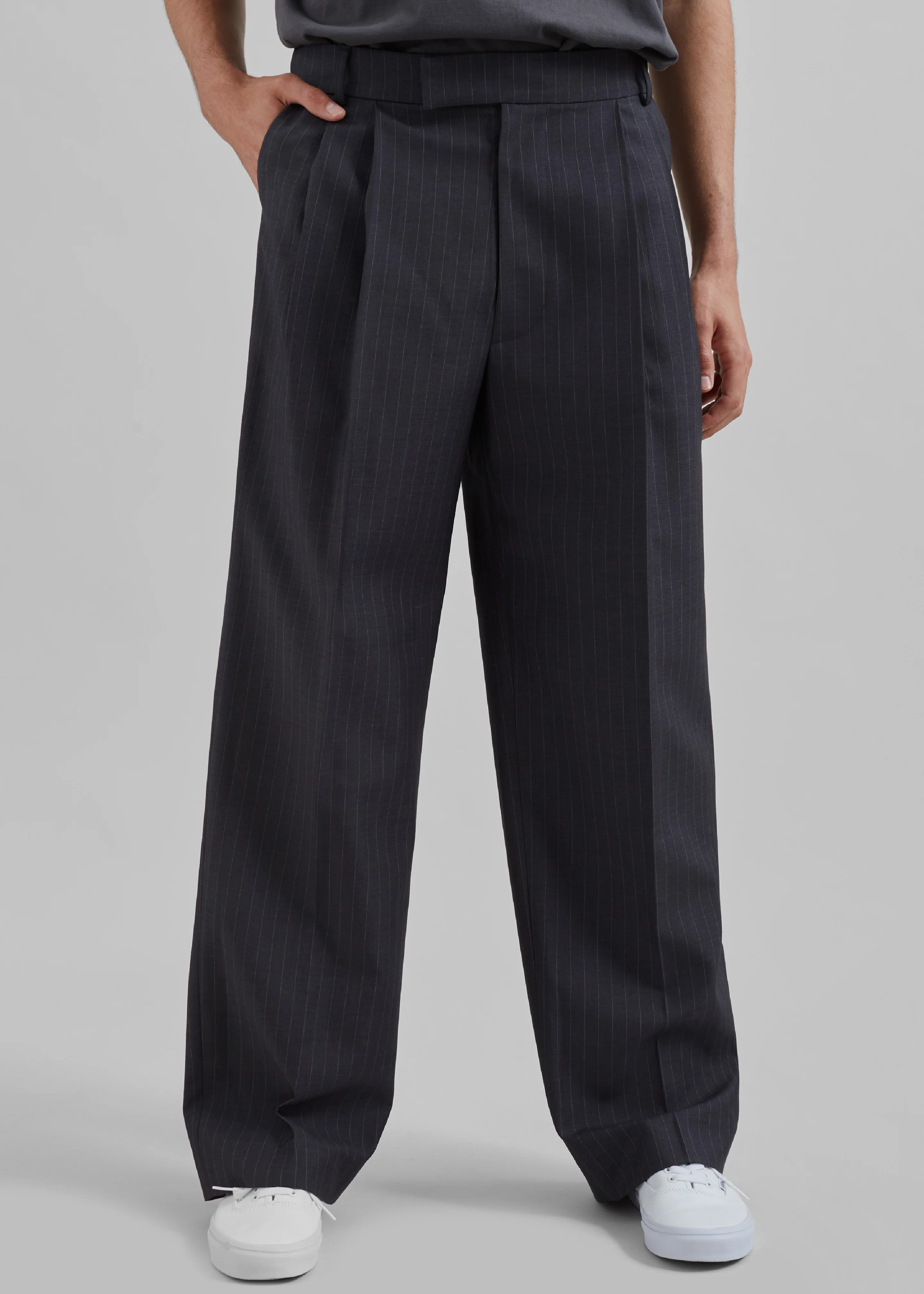 Beo Suit Pants - Charcoal/White Pinstripe - Image 4