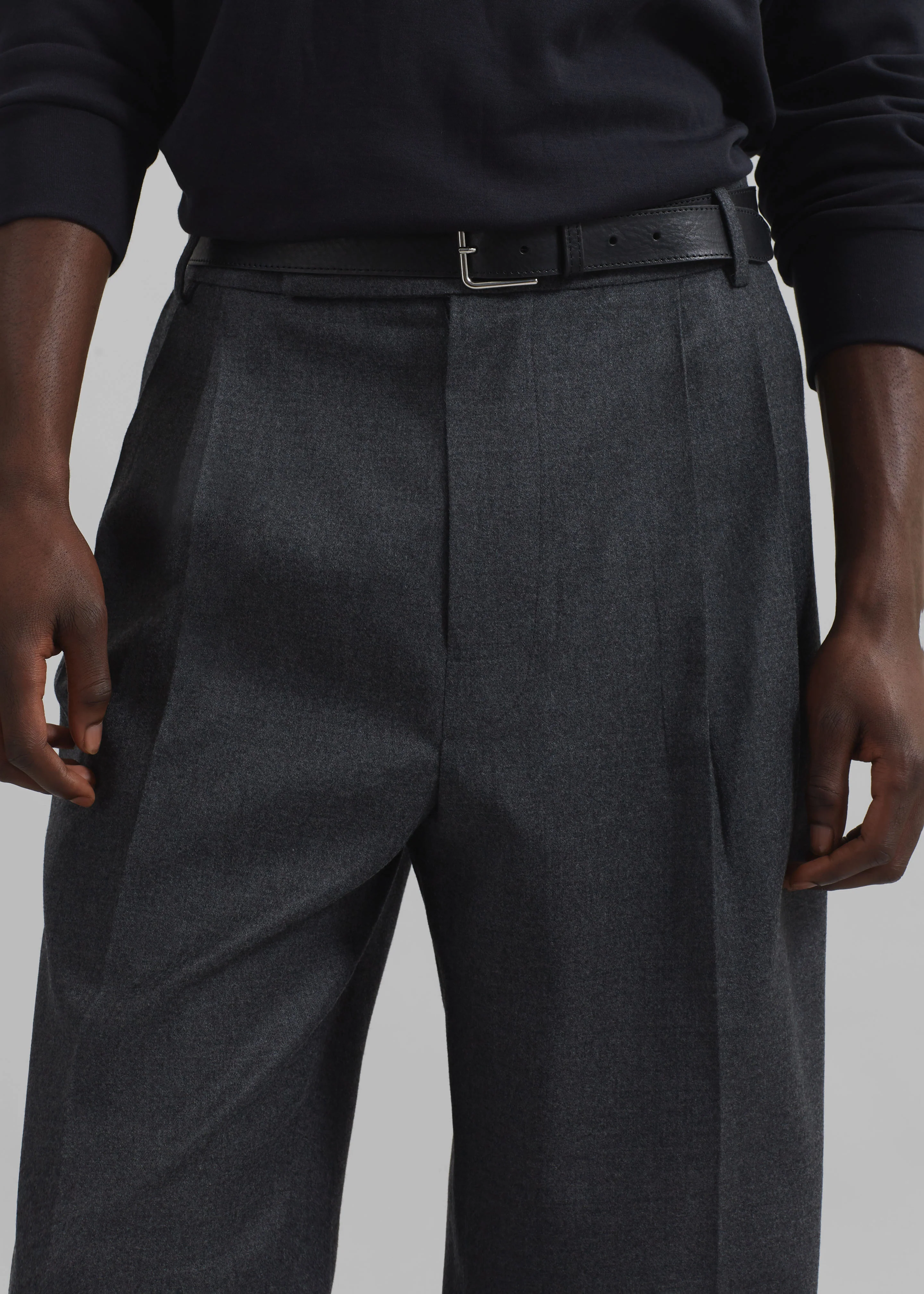 Beo Wool Flannel Suit Pants - Charcoal - Image 2
