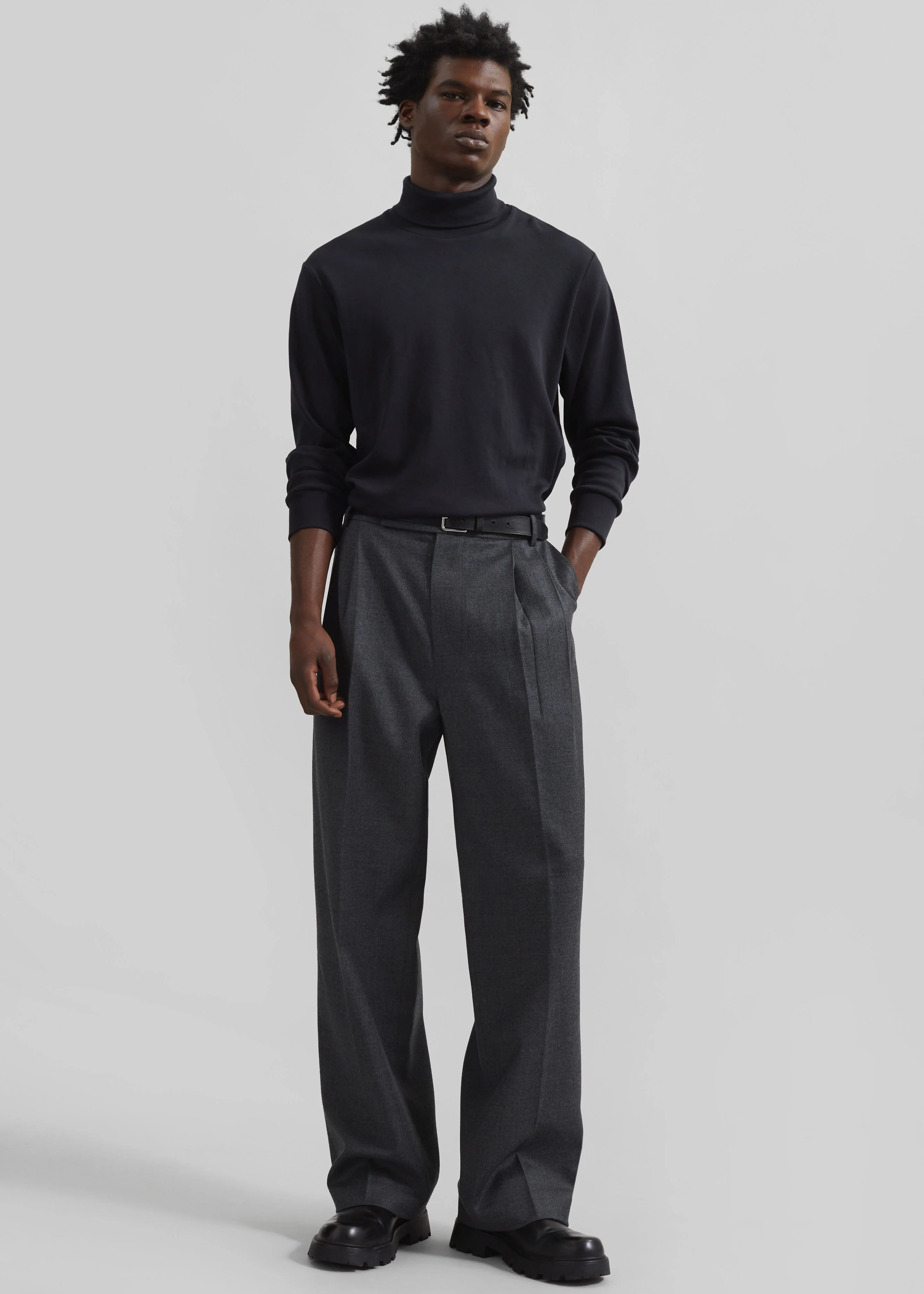 Beo Wool Flannel Suit Pants - Charcoal - Image 3
