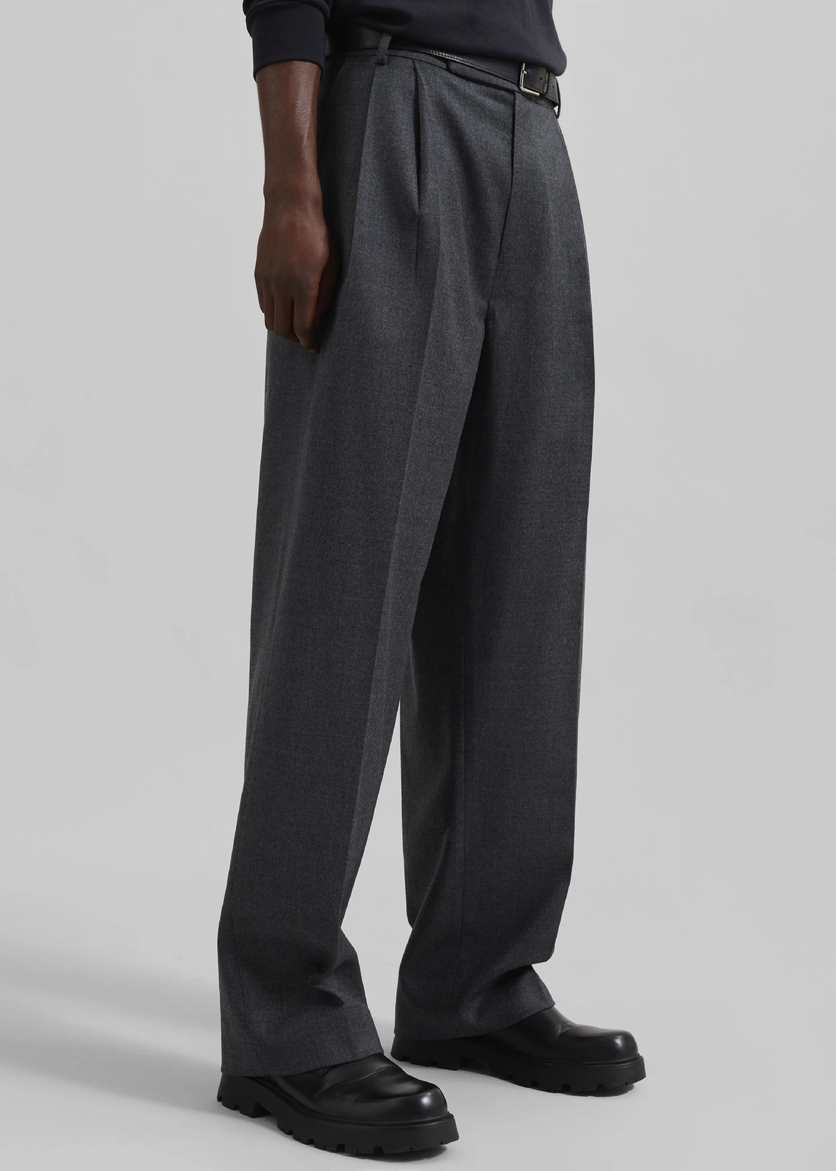Beo Wool Flannel Suit Pants - Charcoal - Image 4