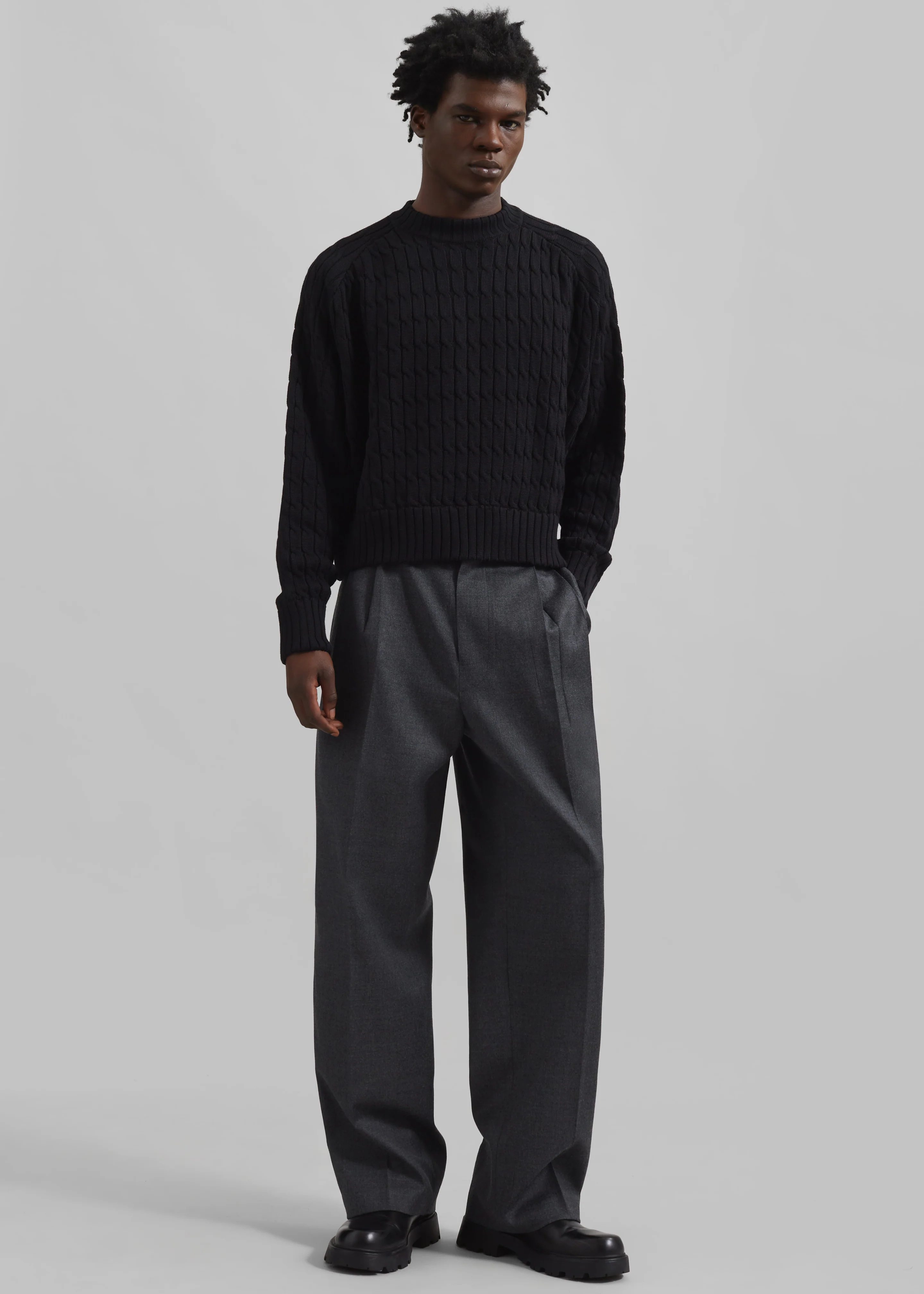Beo Wool Flannel Suit Pants - Charcoal - Image 5