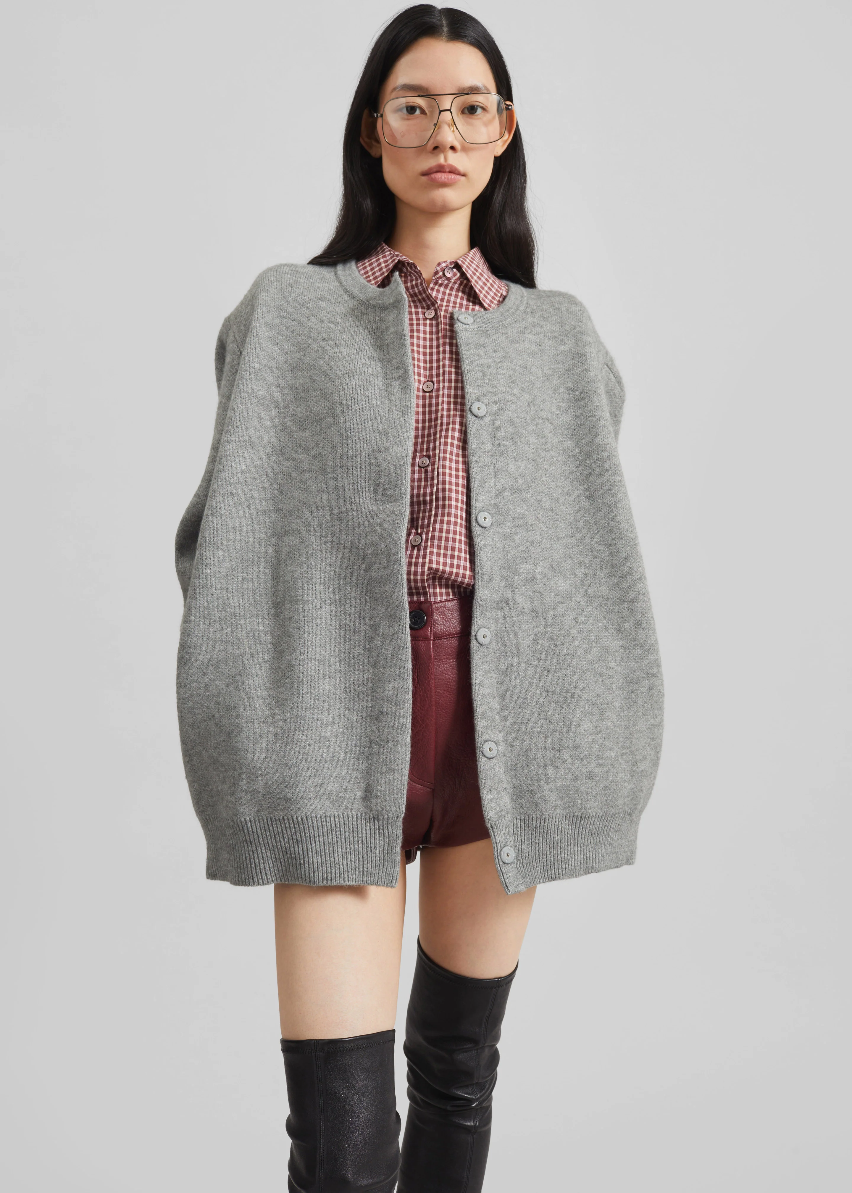 Bergen Padded Knit Cardigan - Grey - Image 7