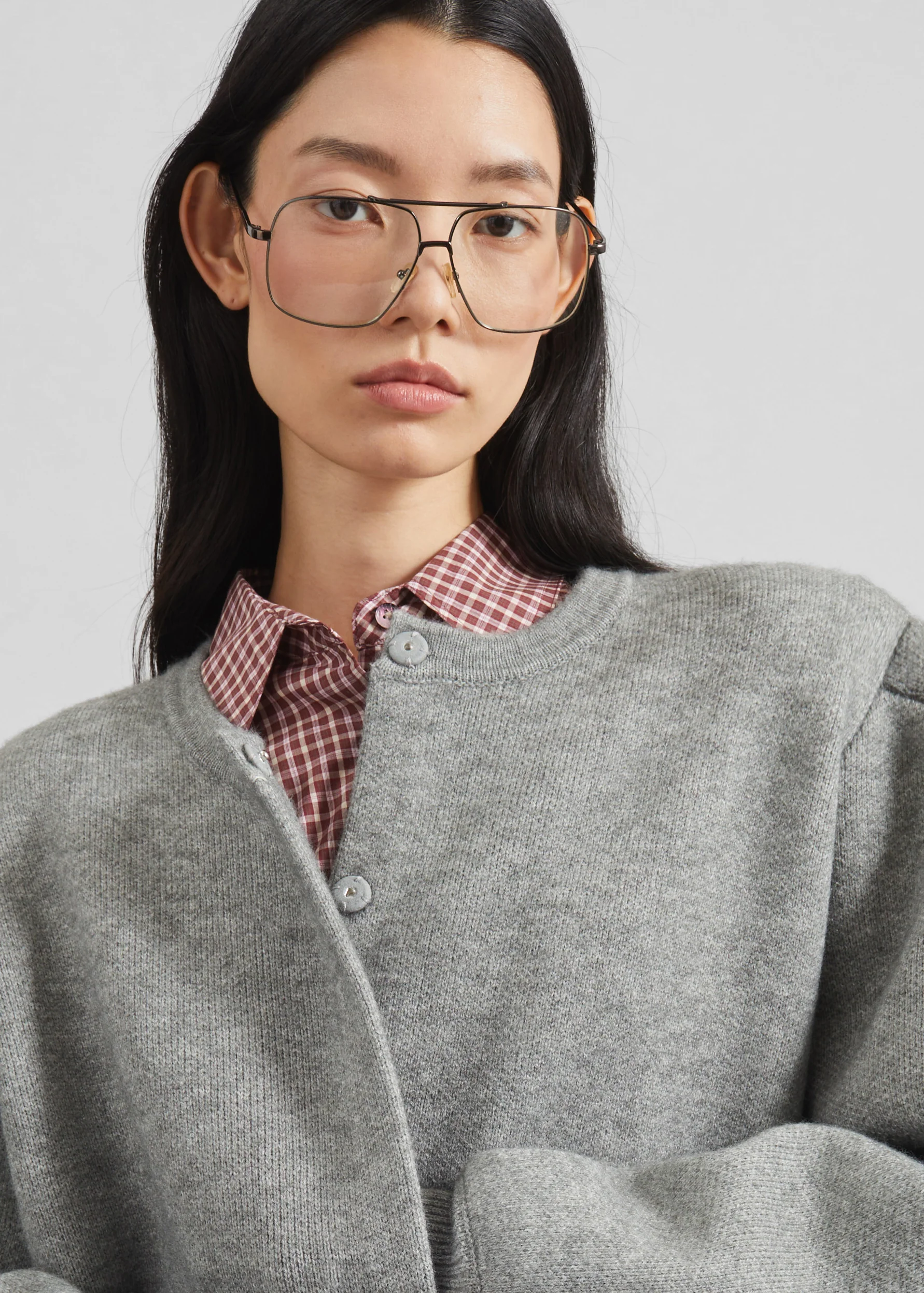 Bergen Padded Knit Cardigan - Grey - Image 8