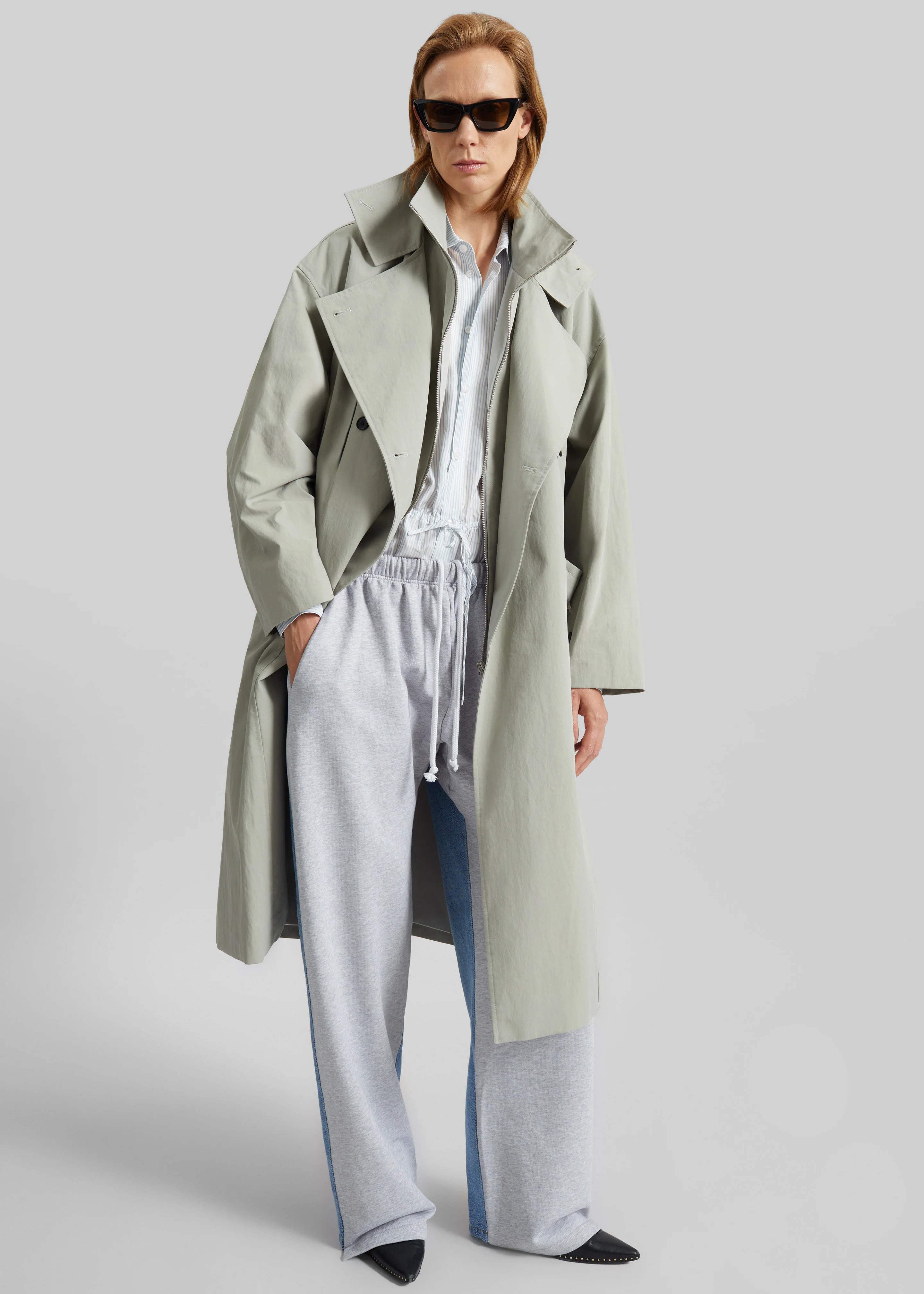 Besme Layered Trench Coat - Sage - Image 3