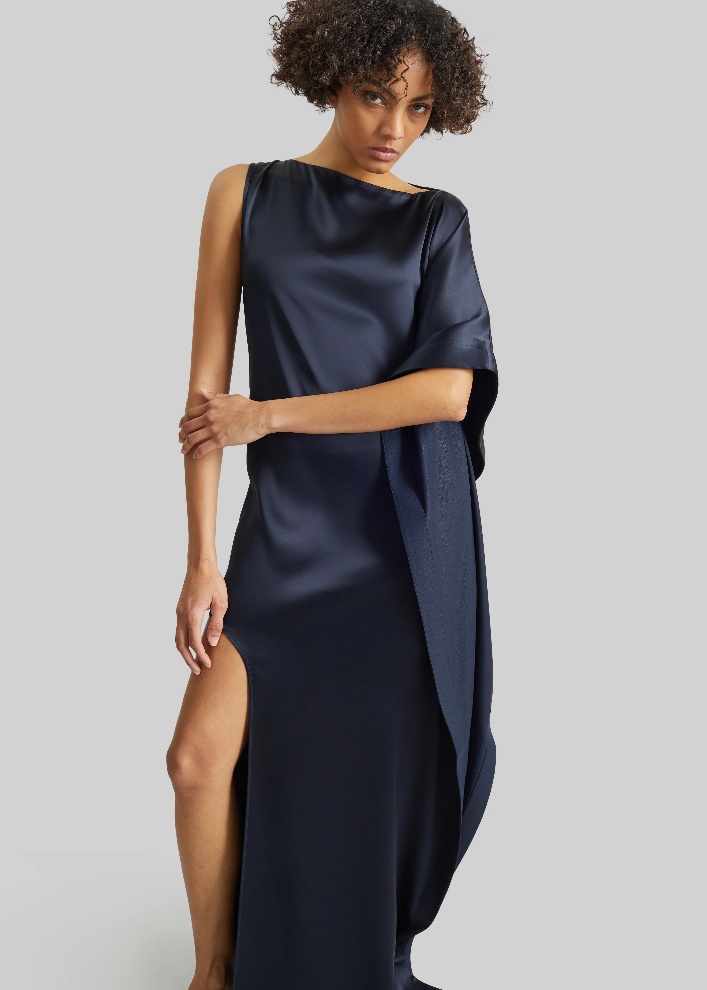 Bevza Asymmetric Maxi Dress - Dark Ink Navy - Image 4