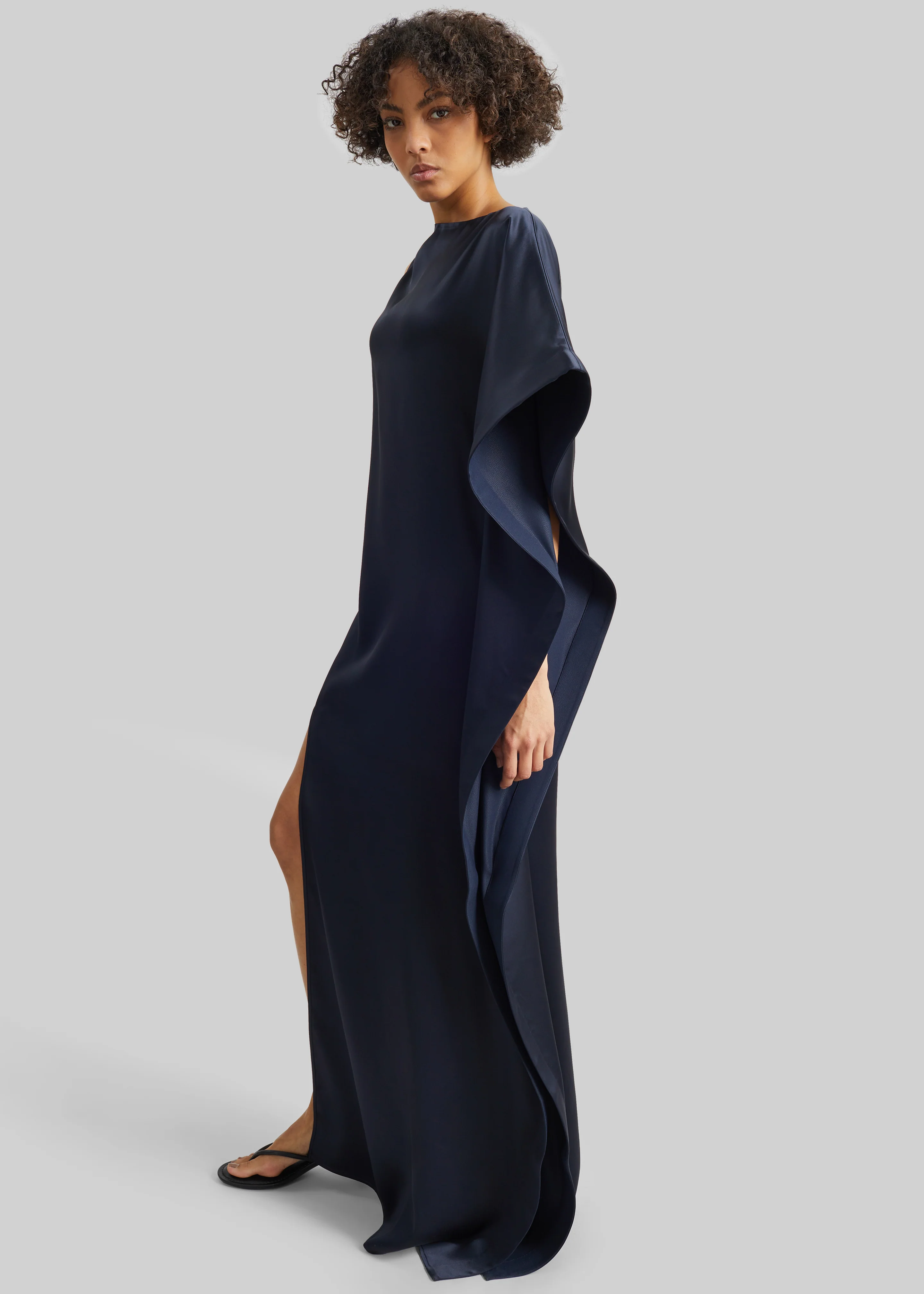 Bevza Asymmetric Maxi Dress - Dark Ink Navy - Image 5