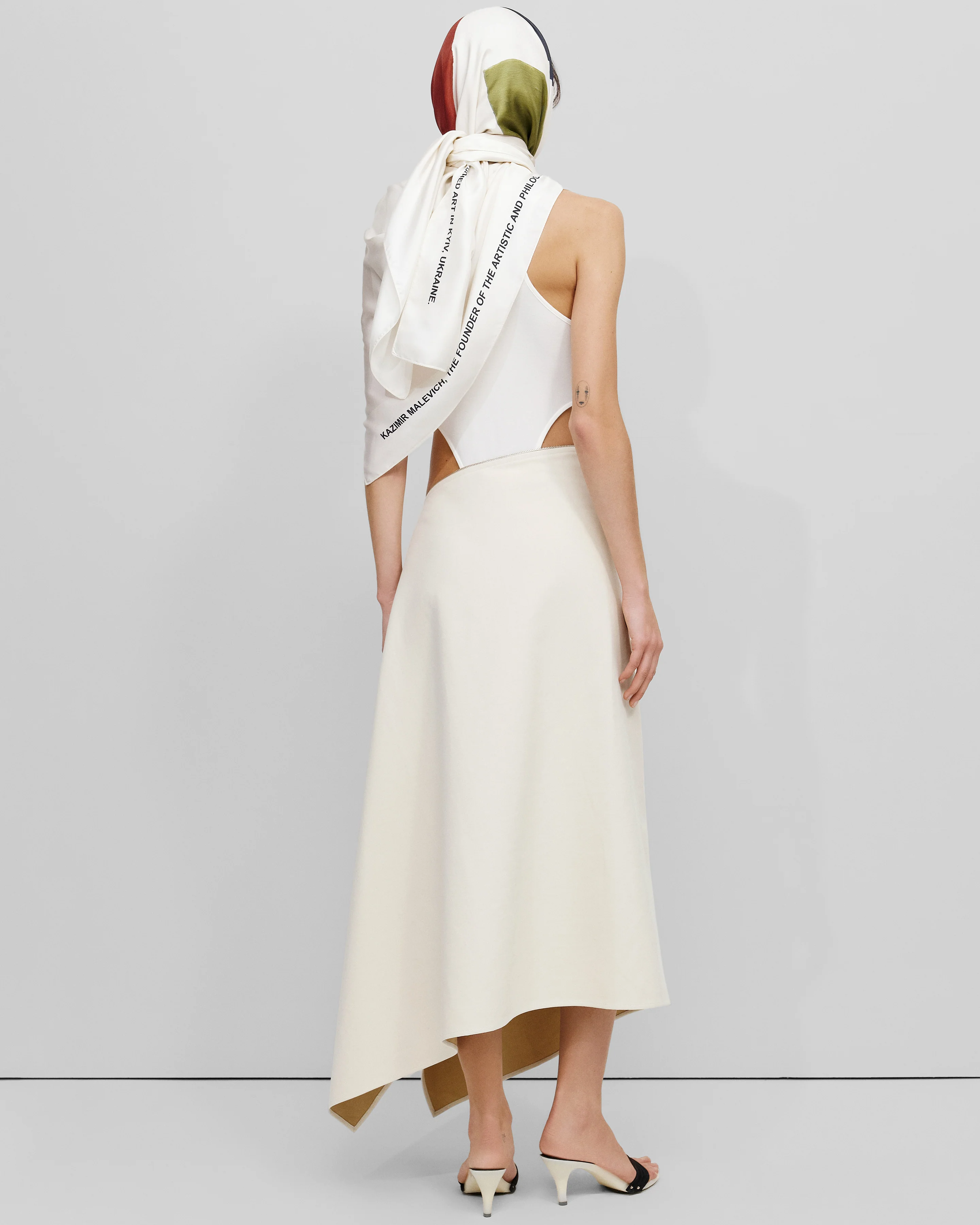 Bevza Canvas Long Skirt - Cream - Image 3