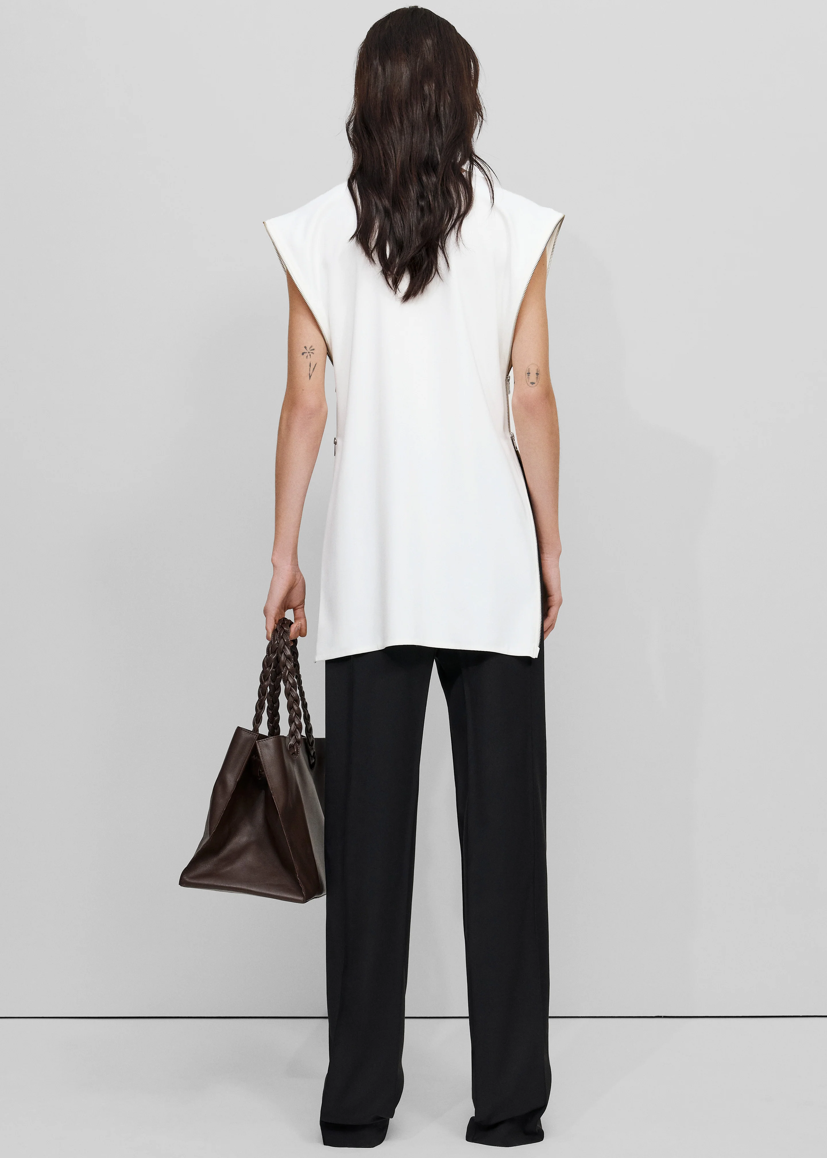 Bevza Zipper Tunic Top - White - Image 4