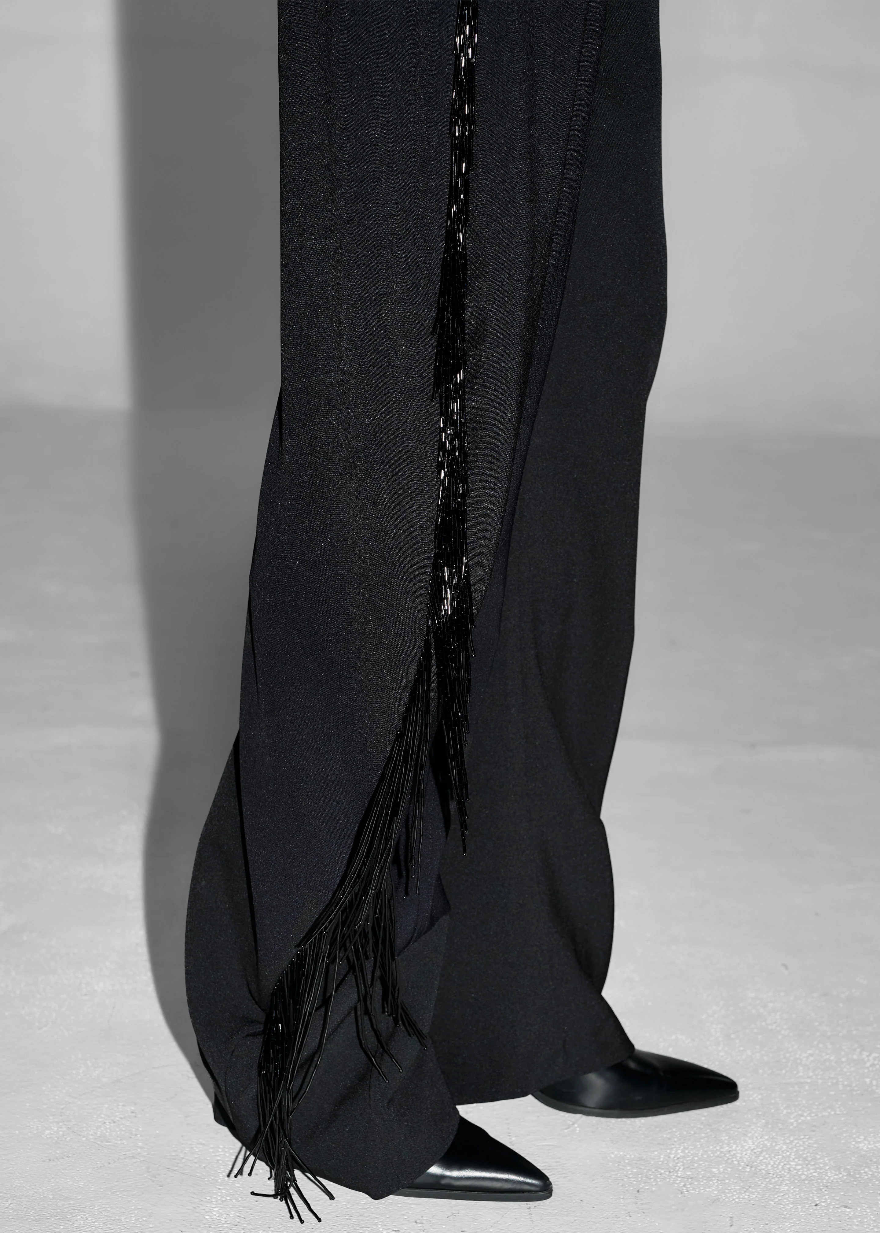 Bianca Fringed Barrel Leg Pants - Black - Image 8