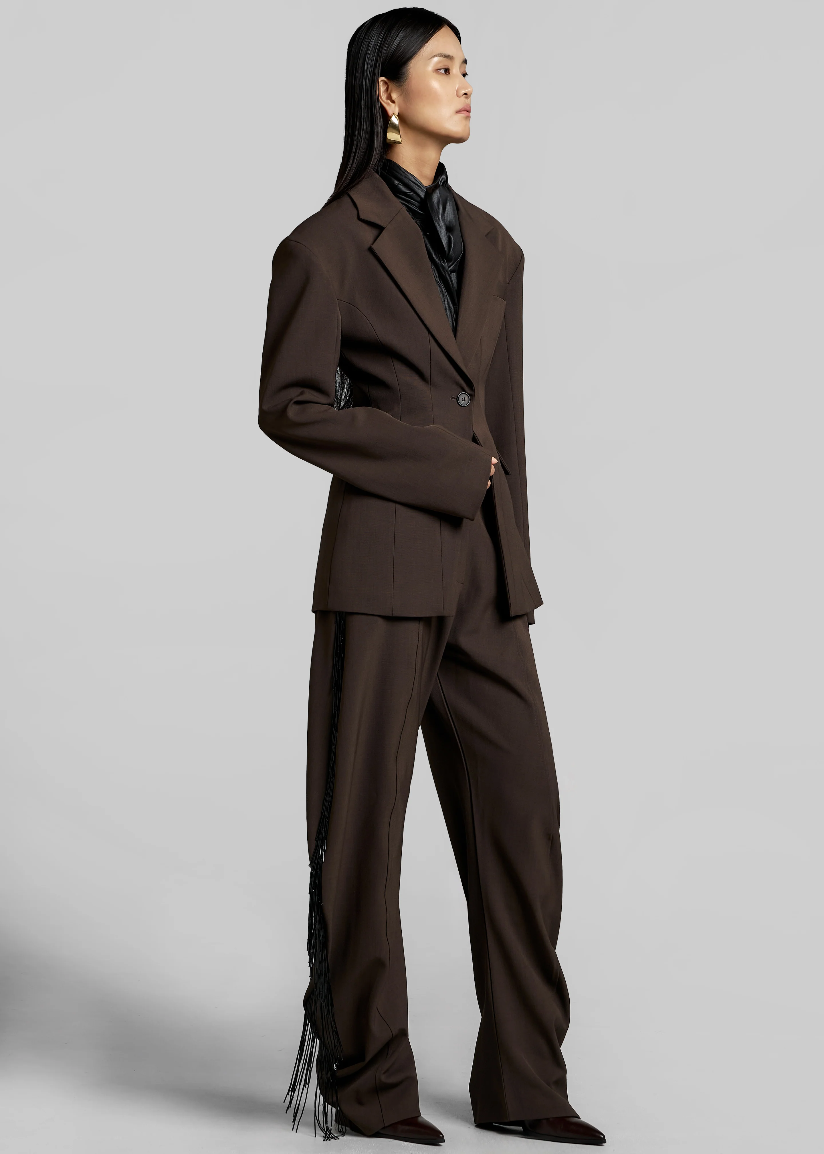 Bianca Hourglass Blazer - Brown - Image 5