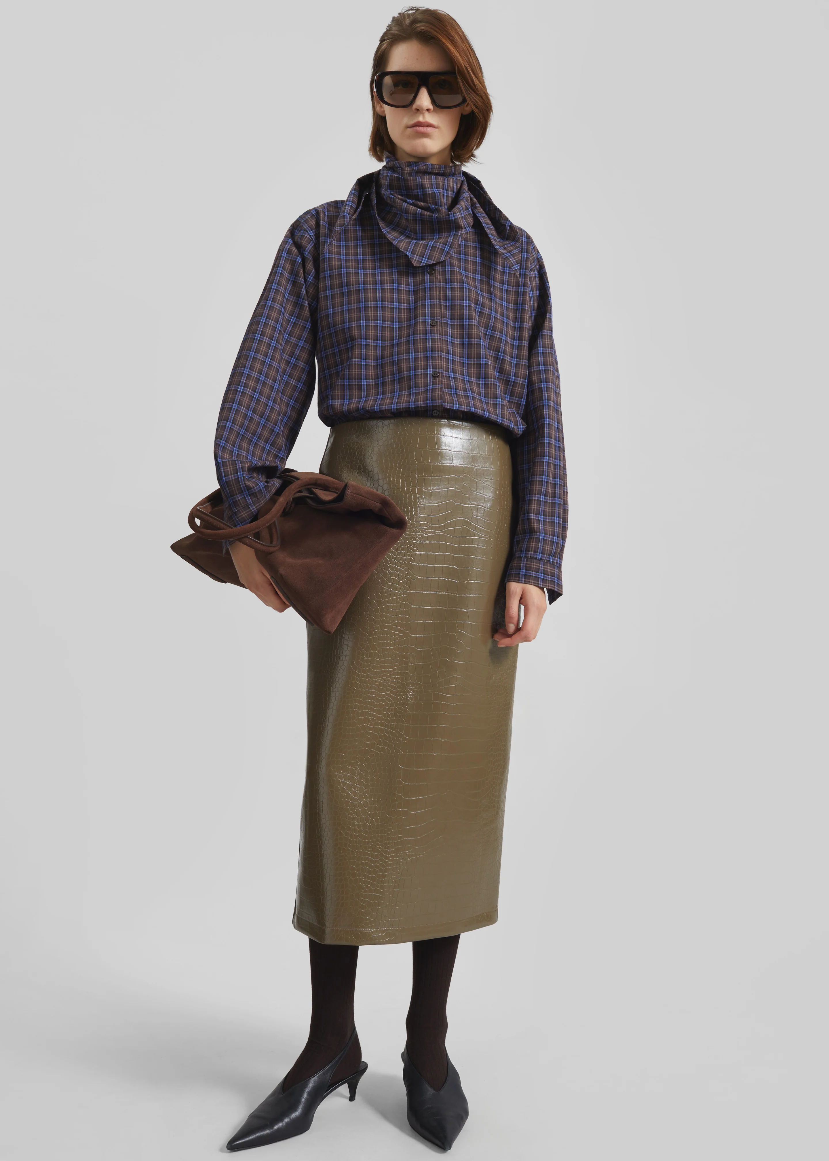 Bitry Scarf Shirt - Brown Plaid - Image 7