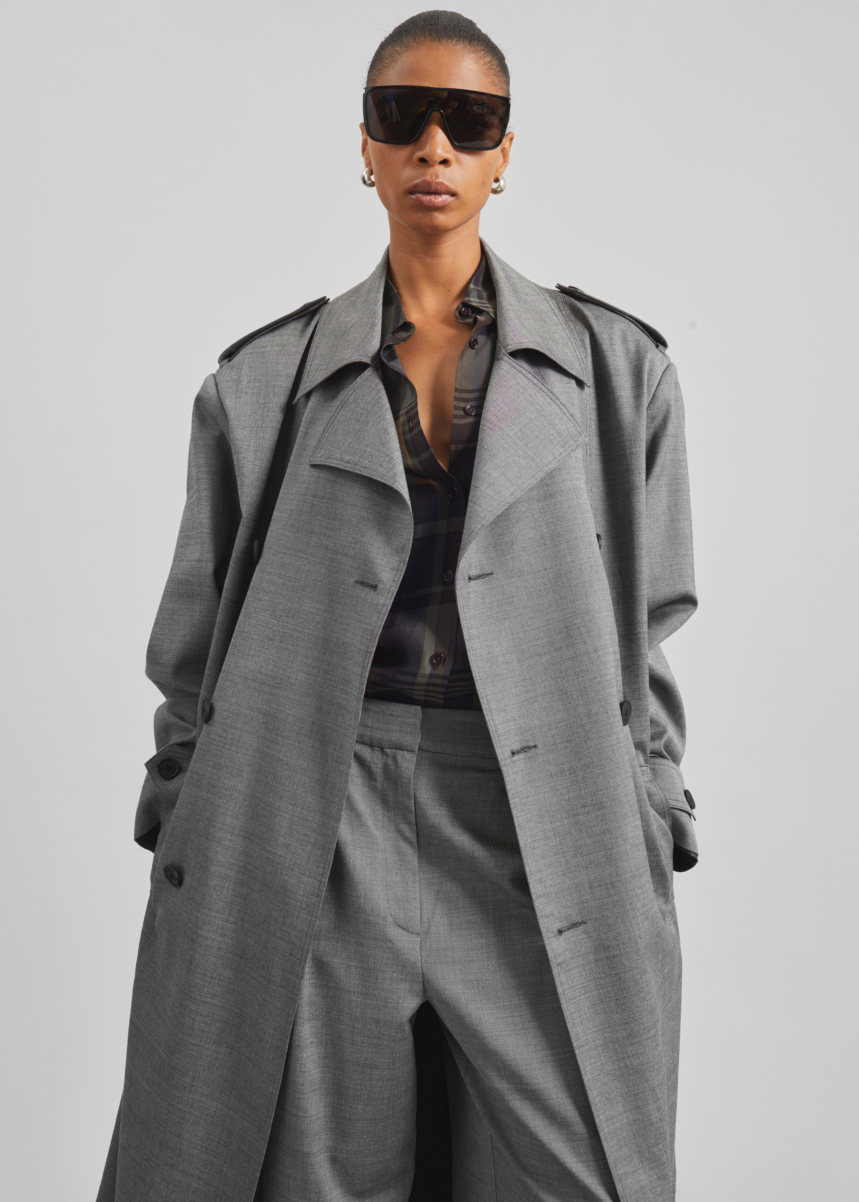 Bleecker Trench Coat - Grey Melange - Image 2