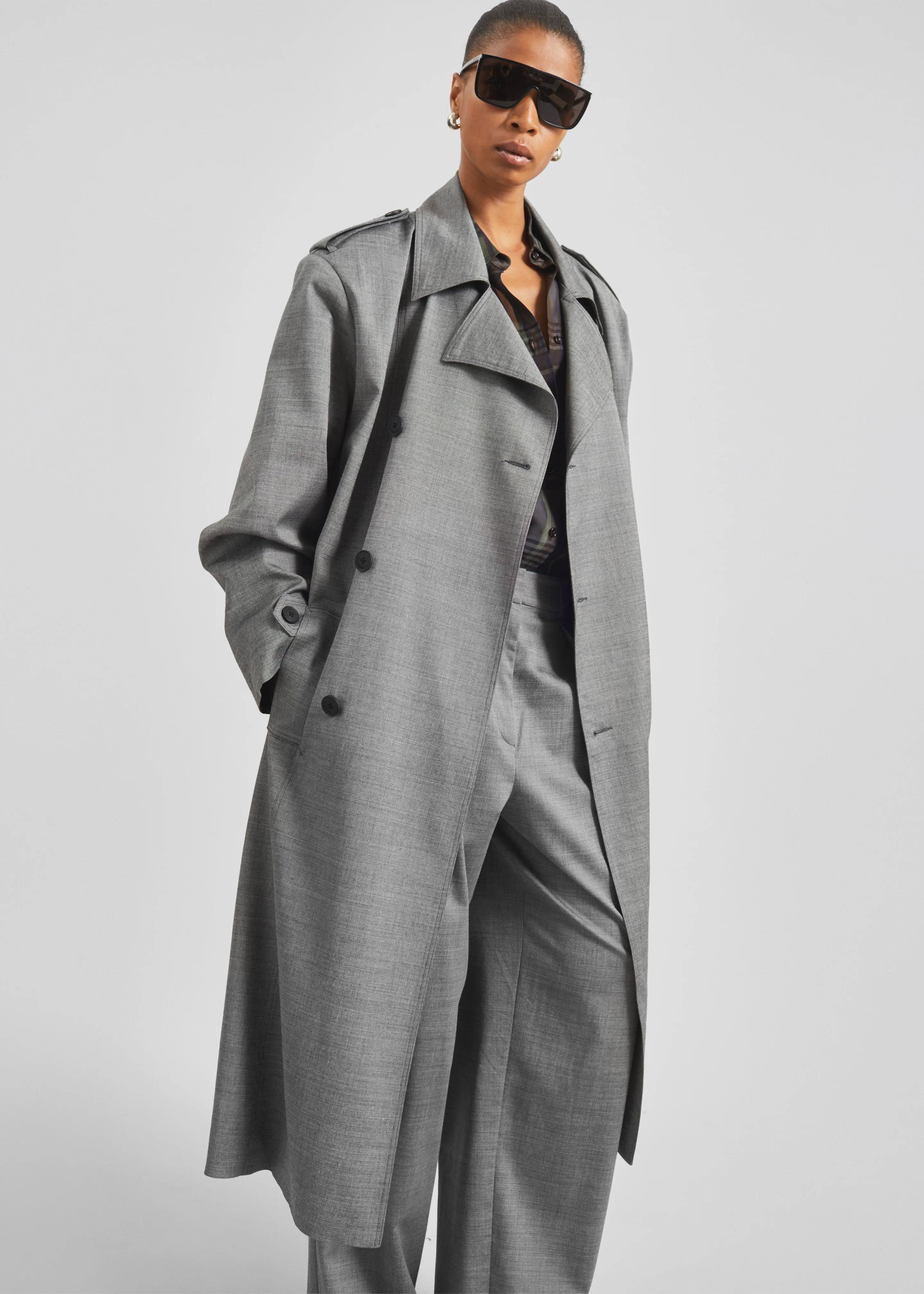 Bleecker Trench Coat - Grey Melange - Image 6