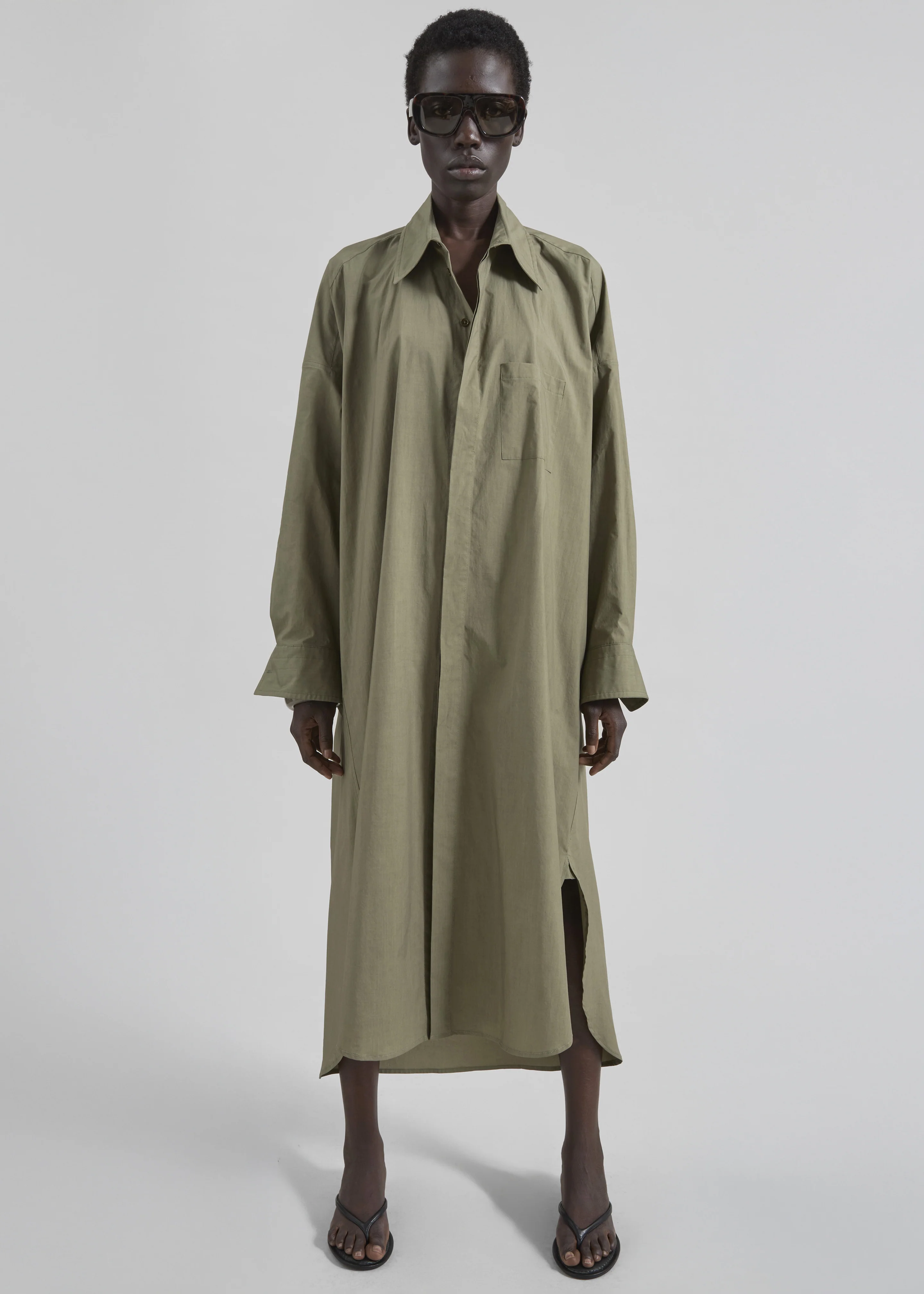 Bloom Organic Cotton Shirt Dress - Olive - Image 2