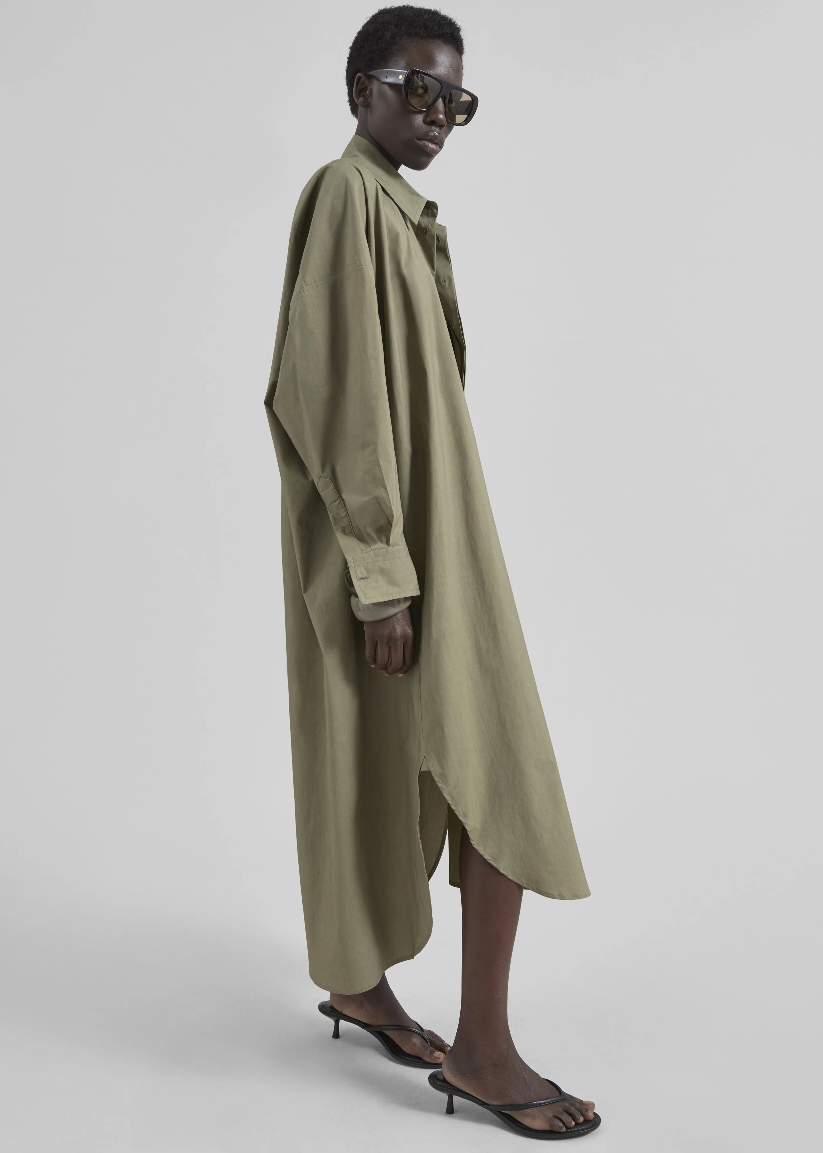 Bloom Organic Cotton Shirt Dress - Olive - Image 3