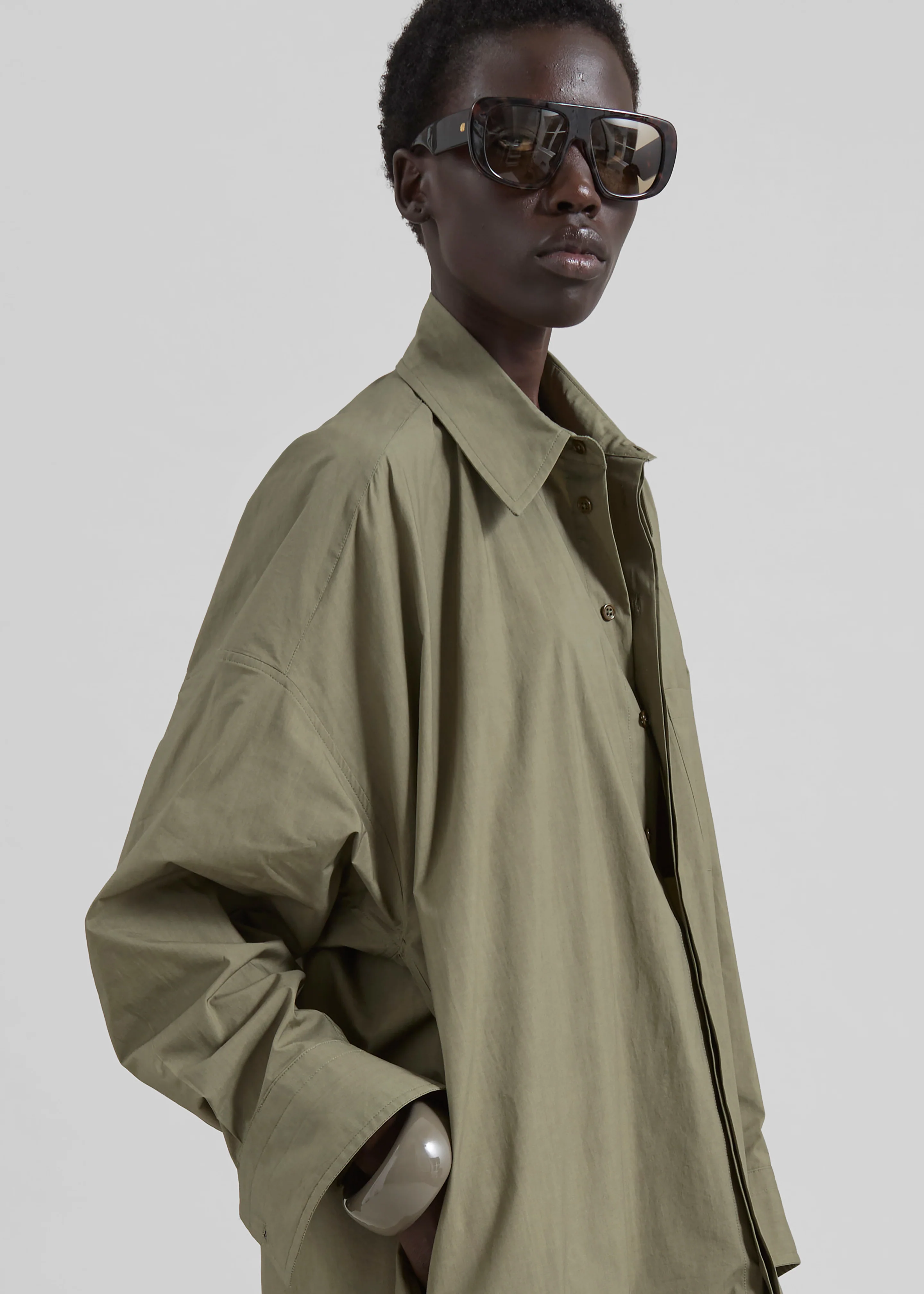 Bloom Organic Cotton Shirt Dress - Olive - Image 5