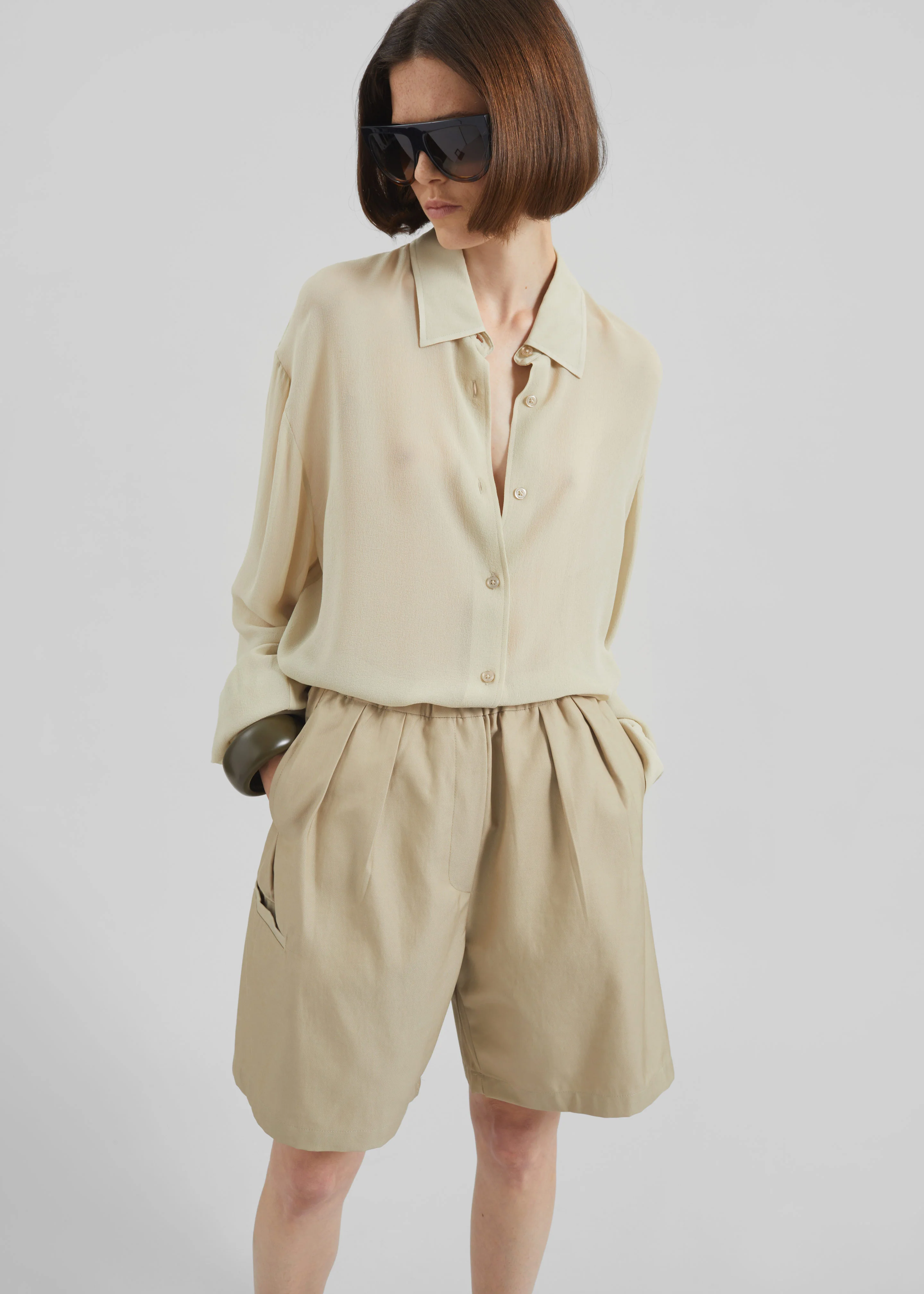 Bora Cotton Chino Shorts - Beige - Image 2