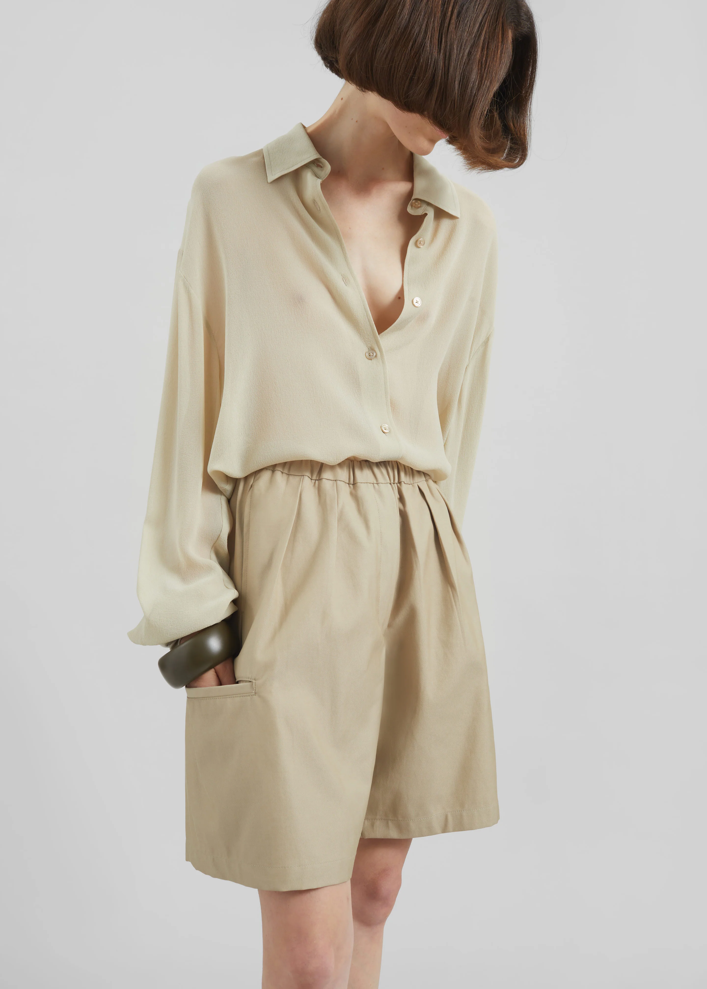 Bora Cotton Chino Shorts - Beige - Image 4