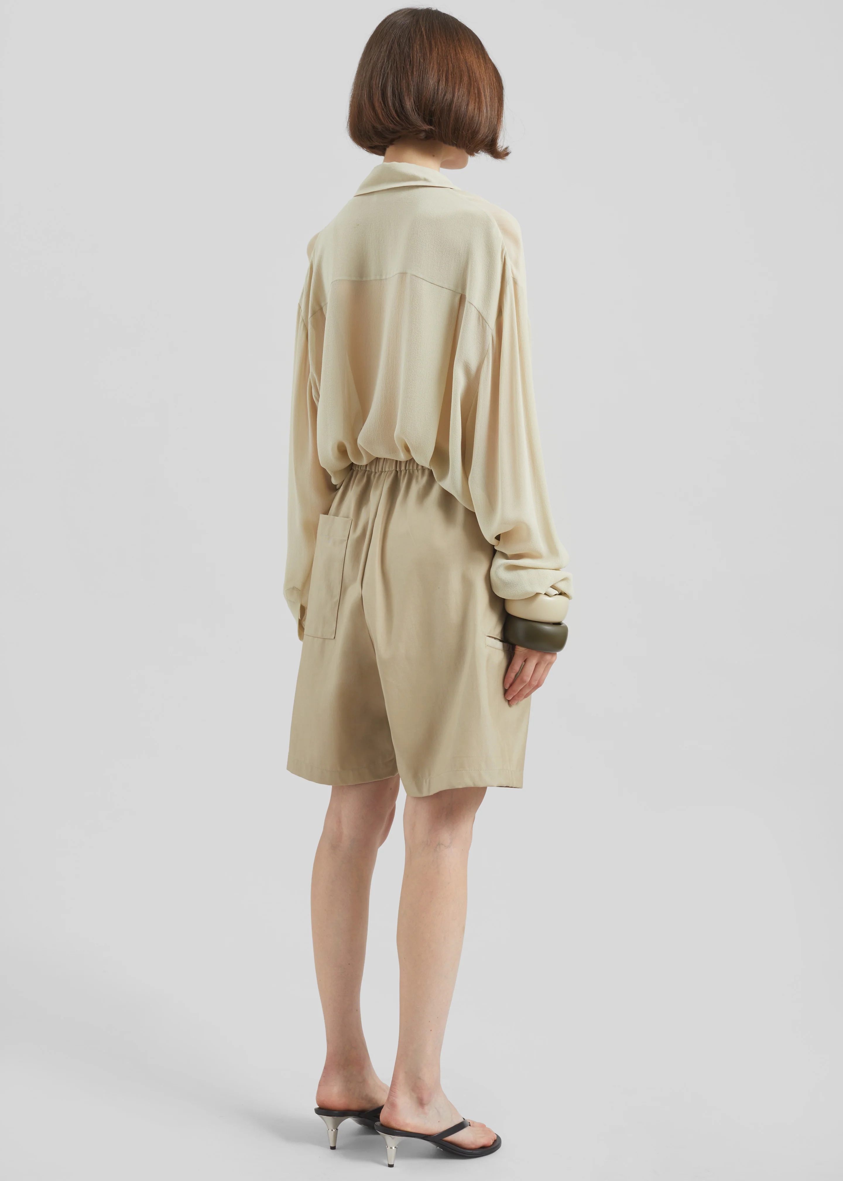 Bora Cotton Chino Shorts - Beige - Image 8