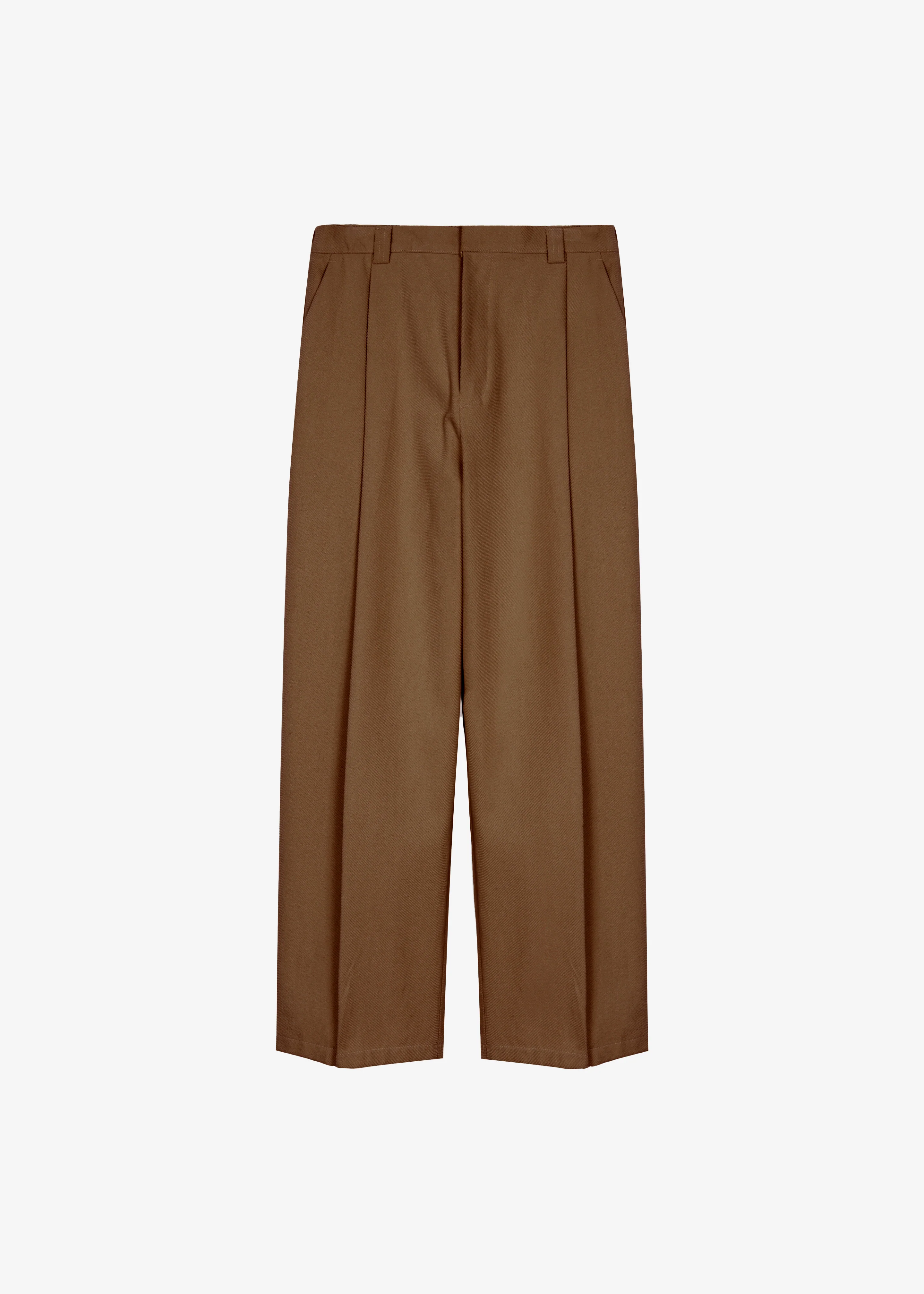 Borken Pleated Twill Pants - Brown - Image 10