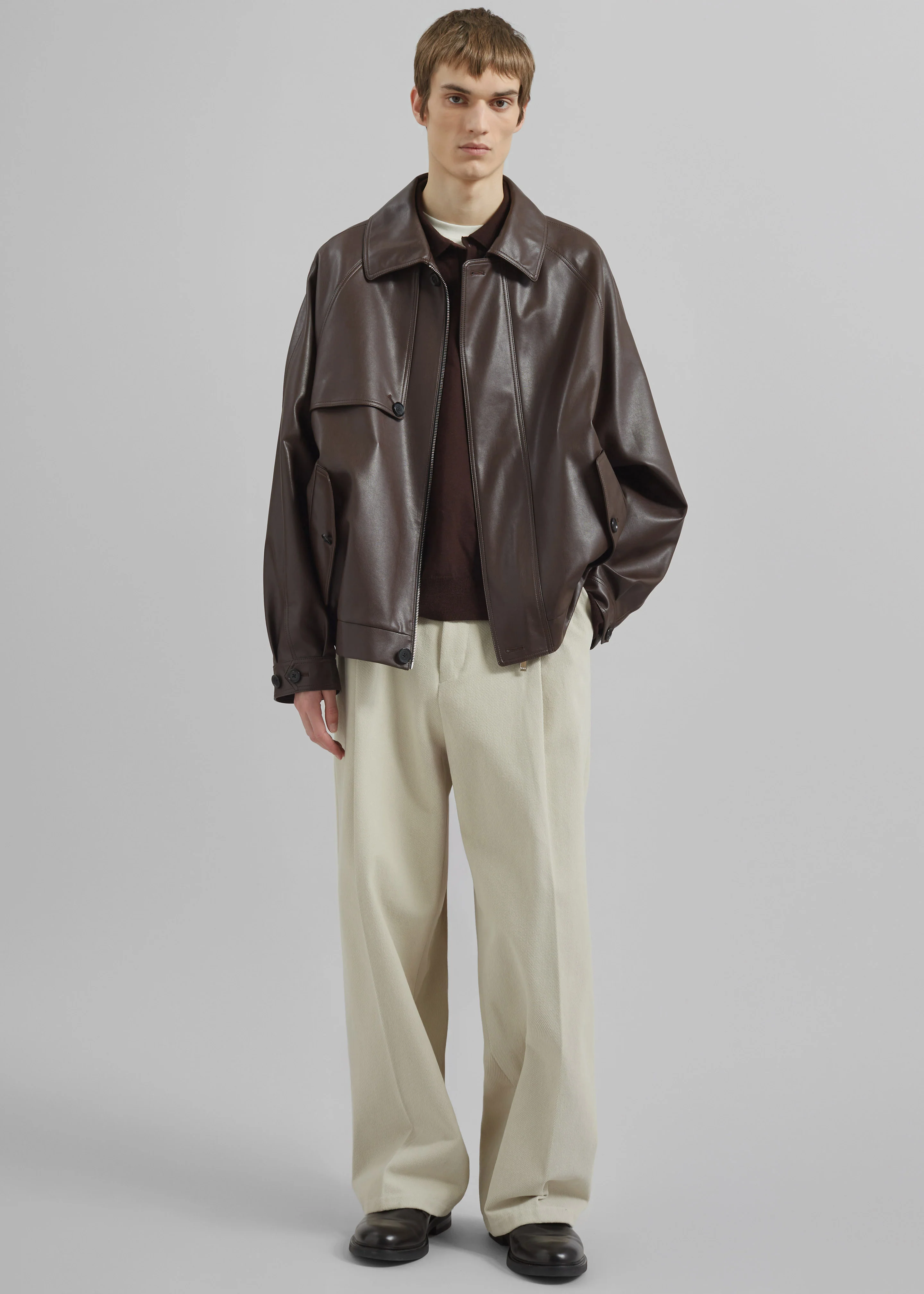 Borken Pleated Twill Pants - Ivory - Image 6