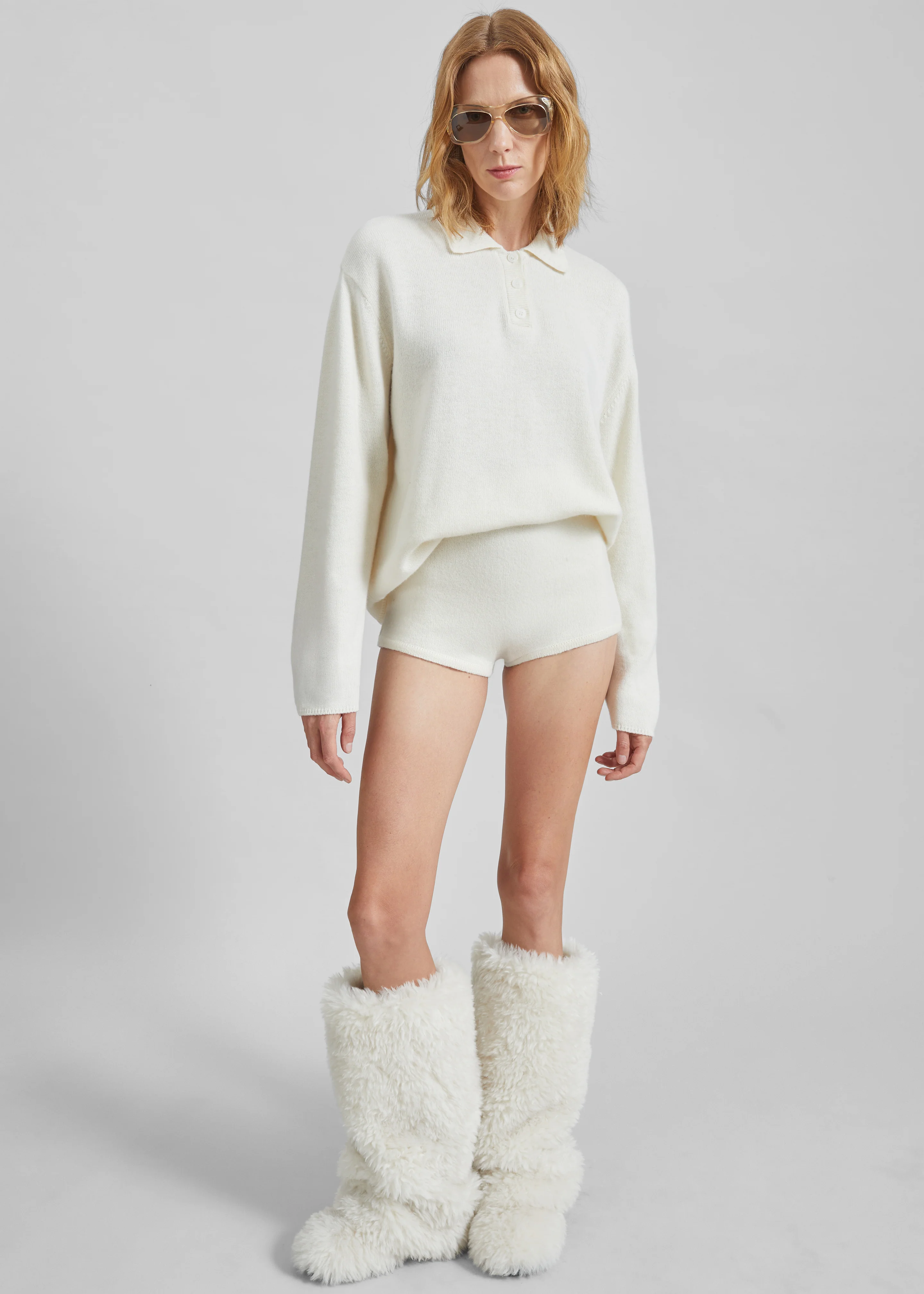 Bresica Knit Polo Sweater - Ivory - Image 4