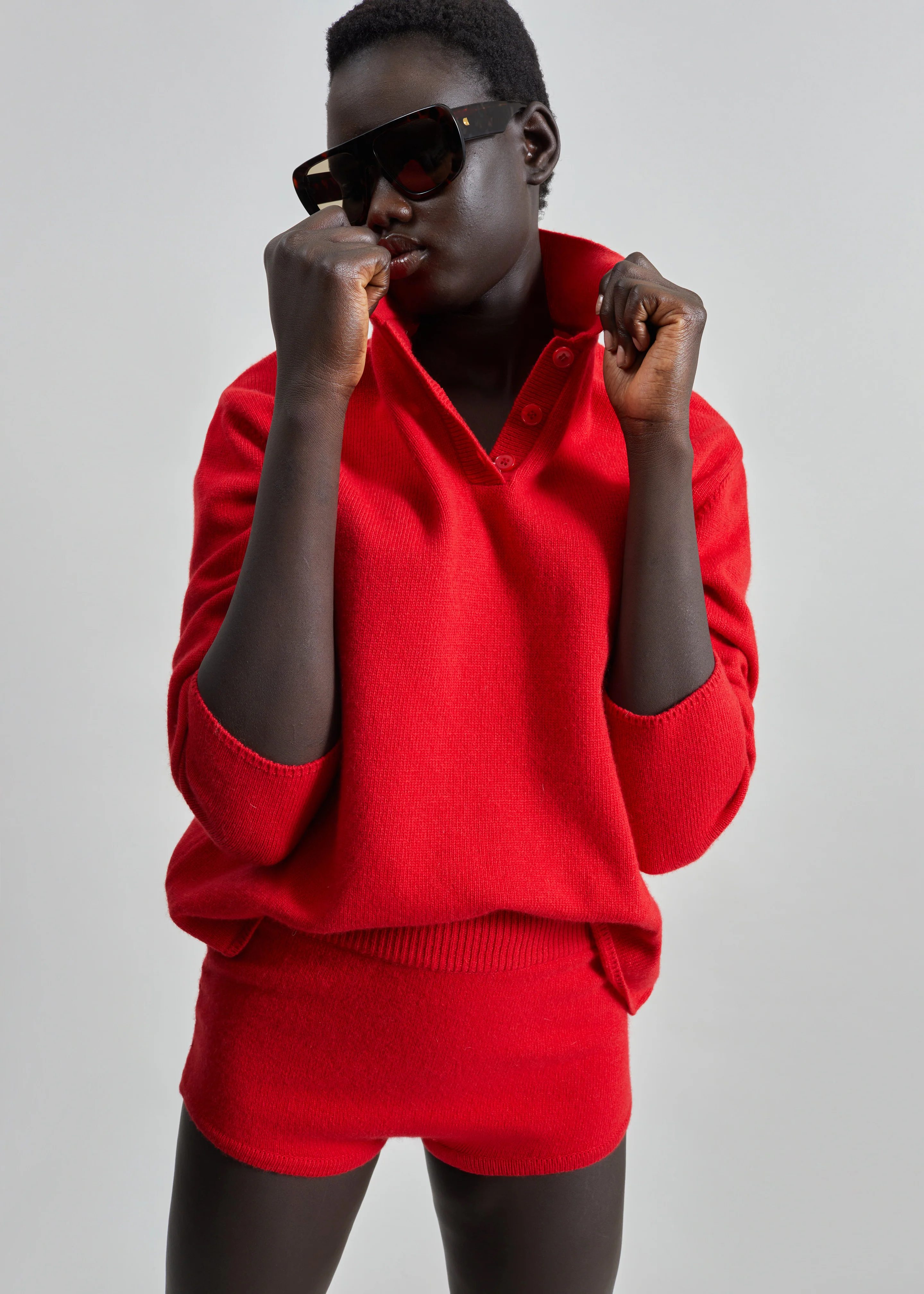 Bresica Knit Polo Sweater - Red - Image 4