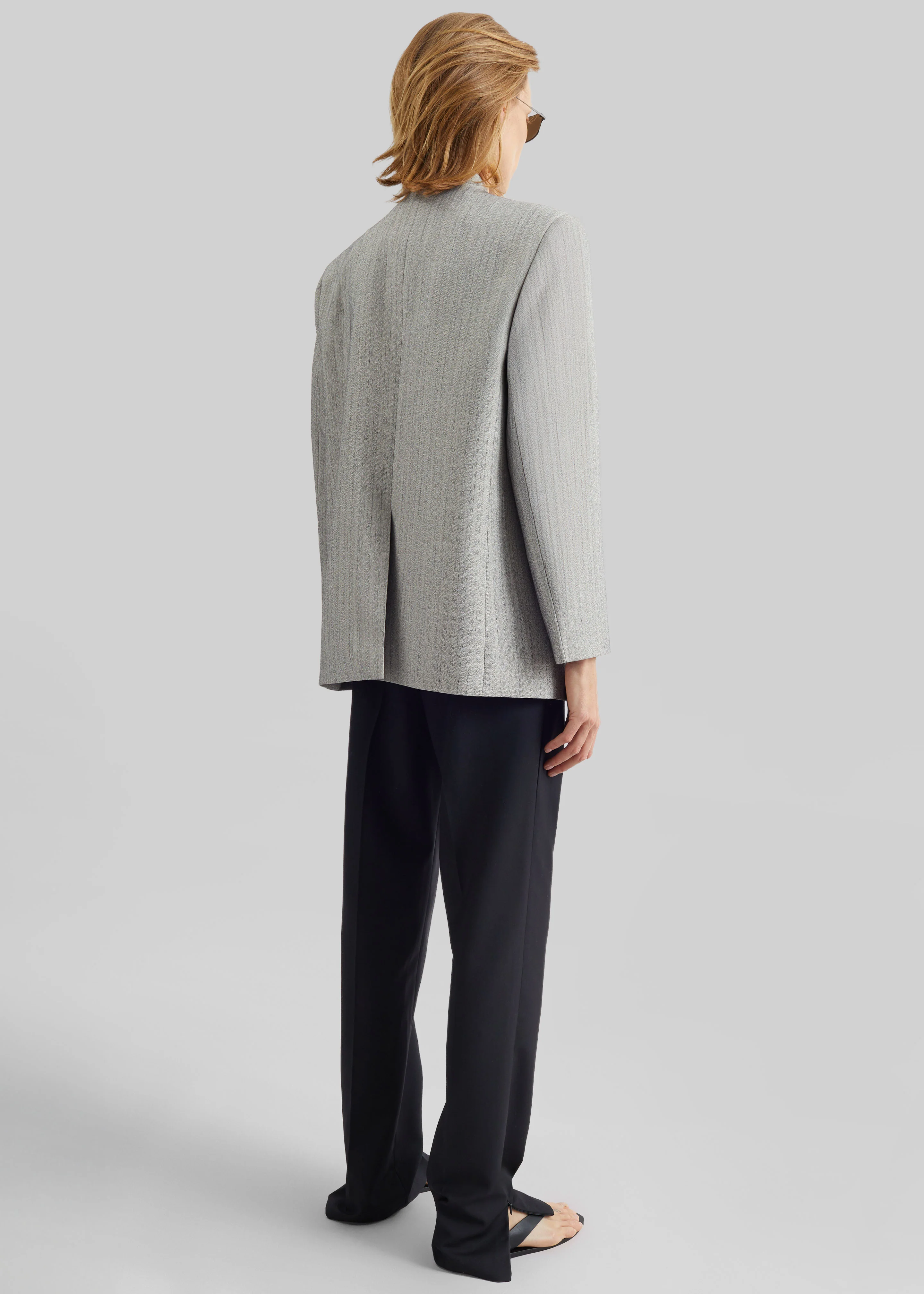 Breux Collarless Padded Blazer - Grey Melange - Image 7