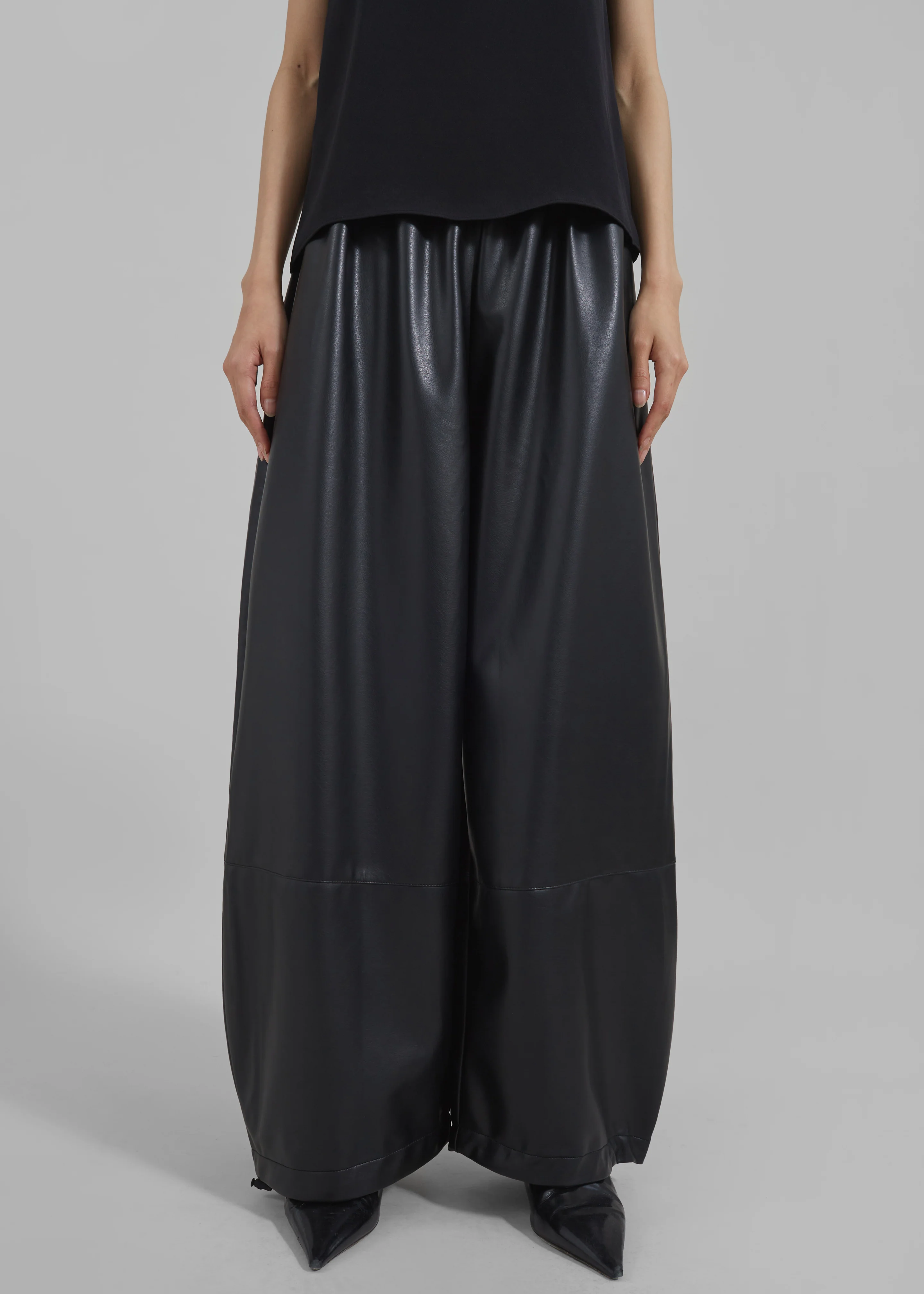 Briar Faux Leather Balloon Pants - Black - Image 3