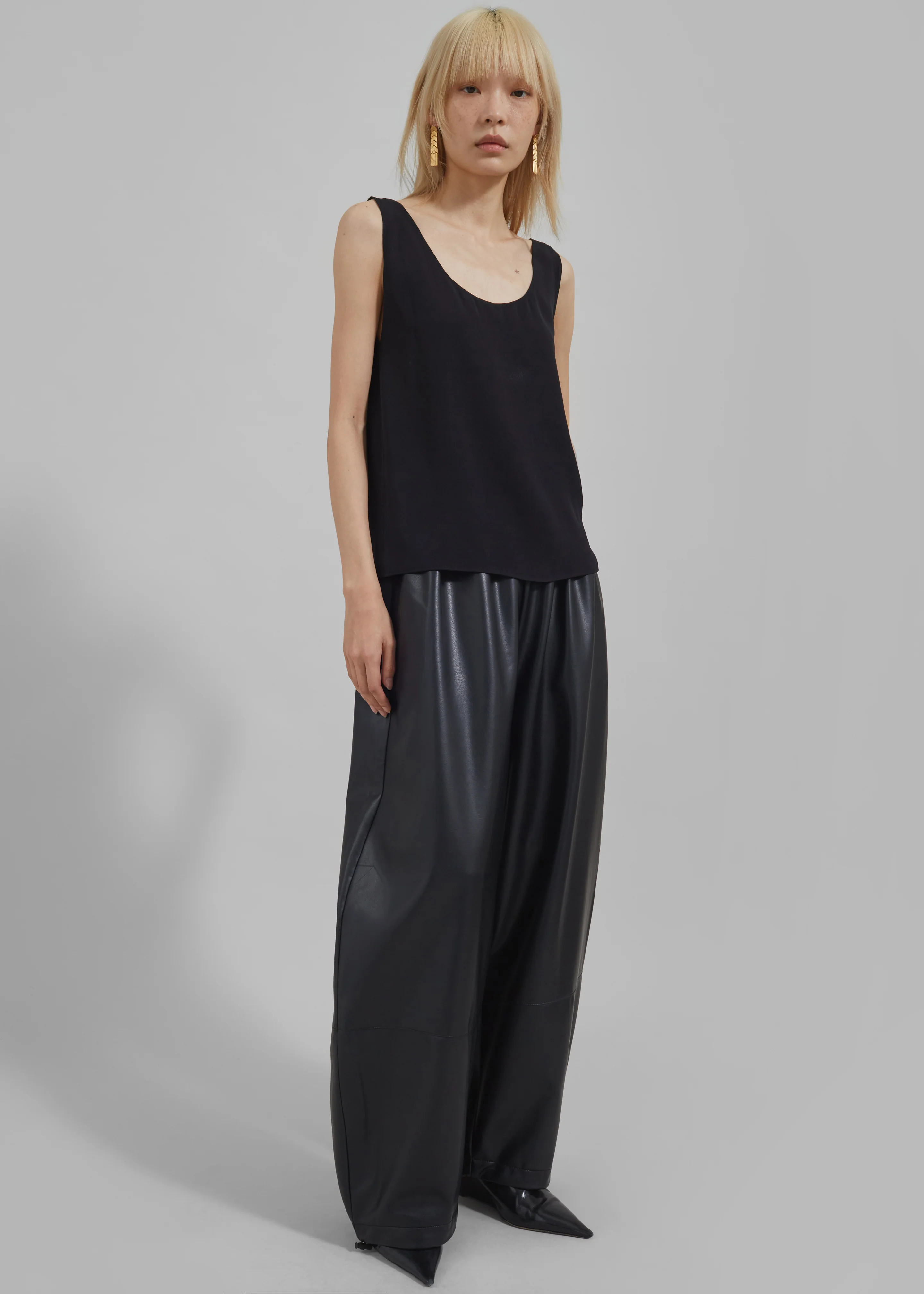 Briar Faux Leather Balloon Pants - Black - Image 9