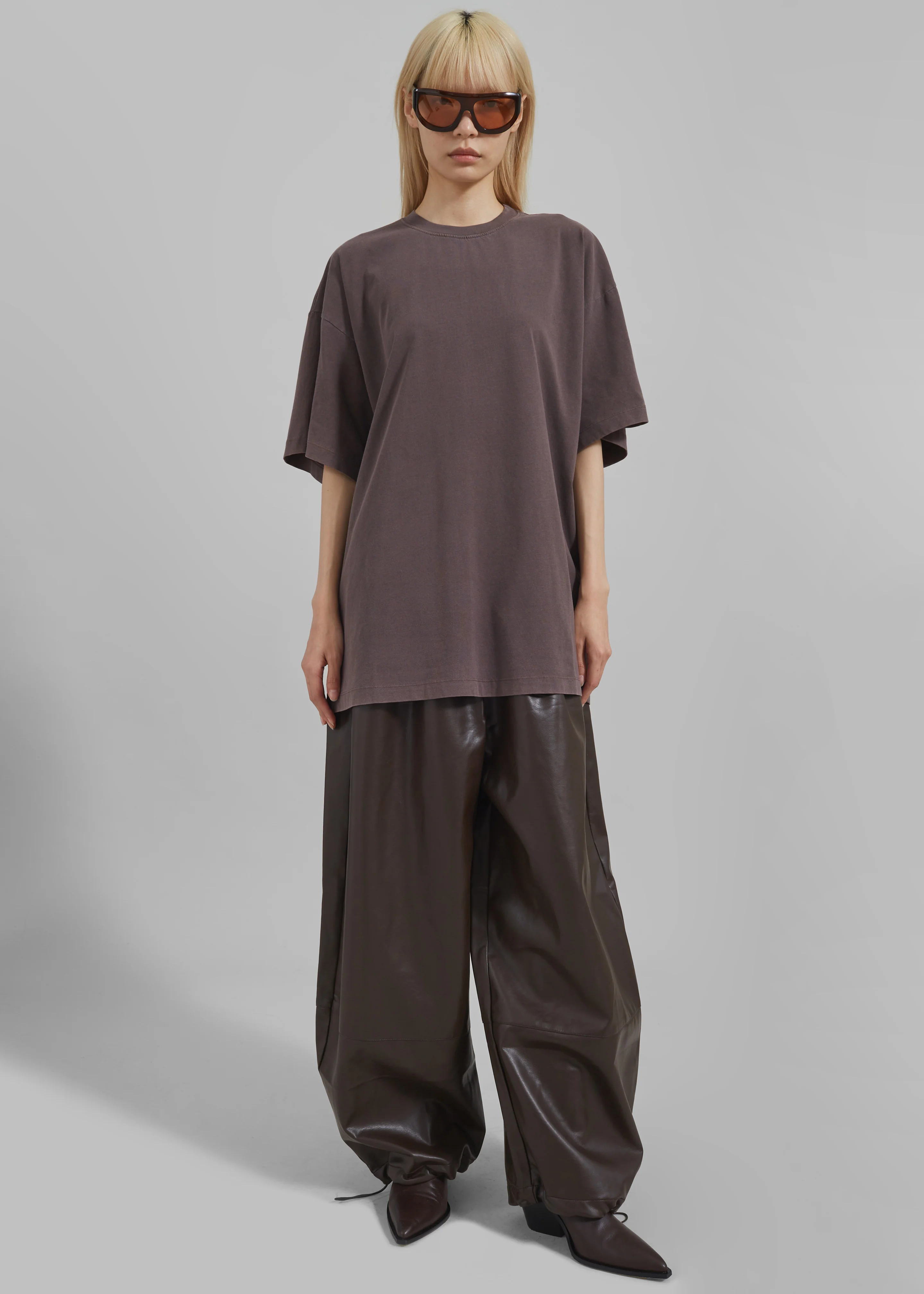 Briar Faux Leather Balloon Pants - Brown - Image 4