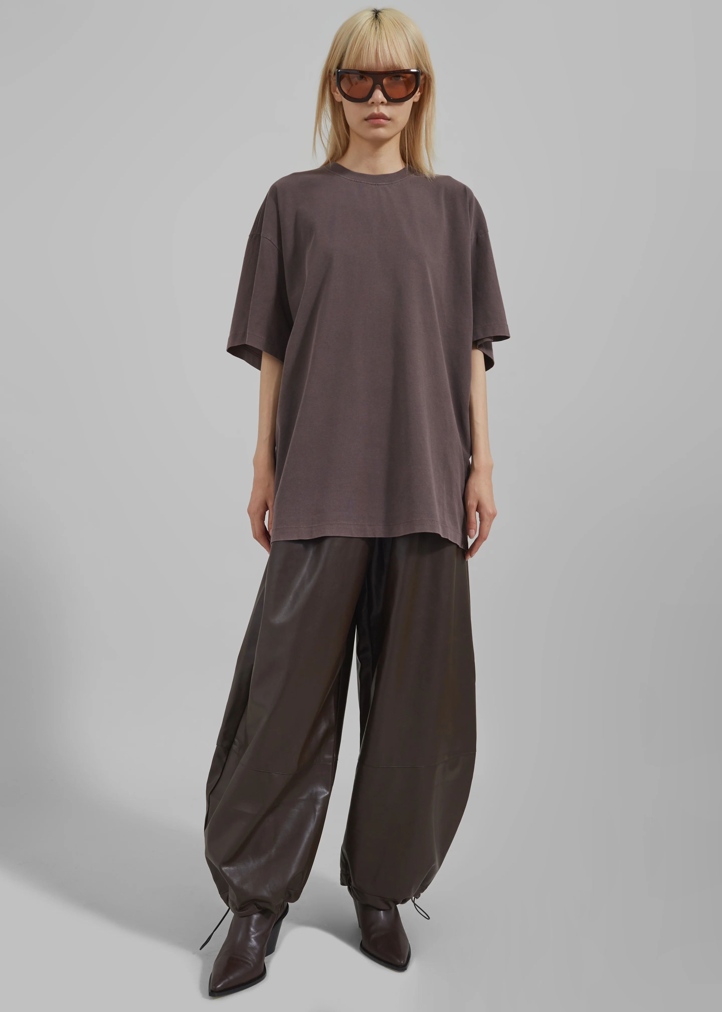 Briar Faux Leather Balloon Pants - Brown - Image 7