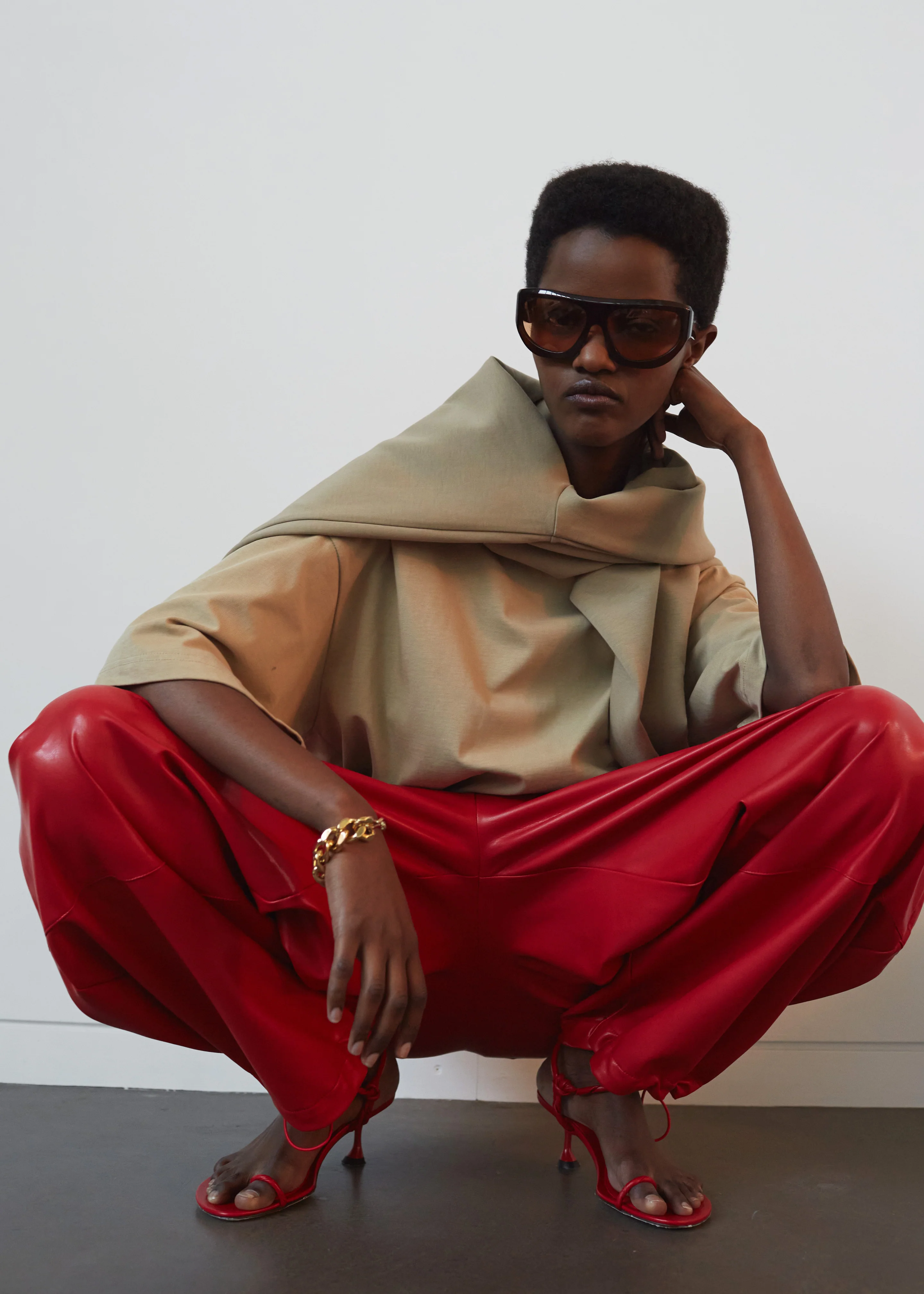 Briar Faux Leather Balloon Pants - Red - Image 10
