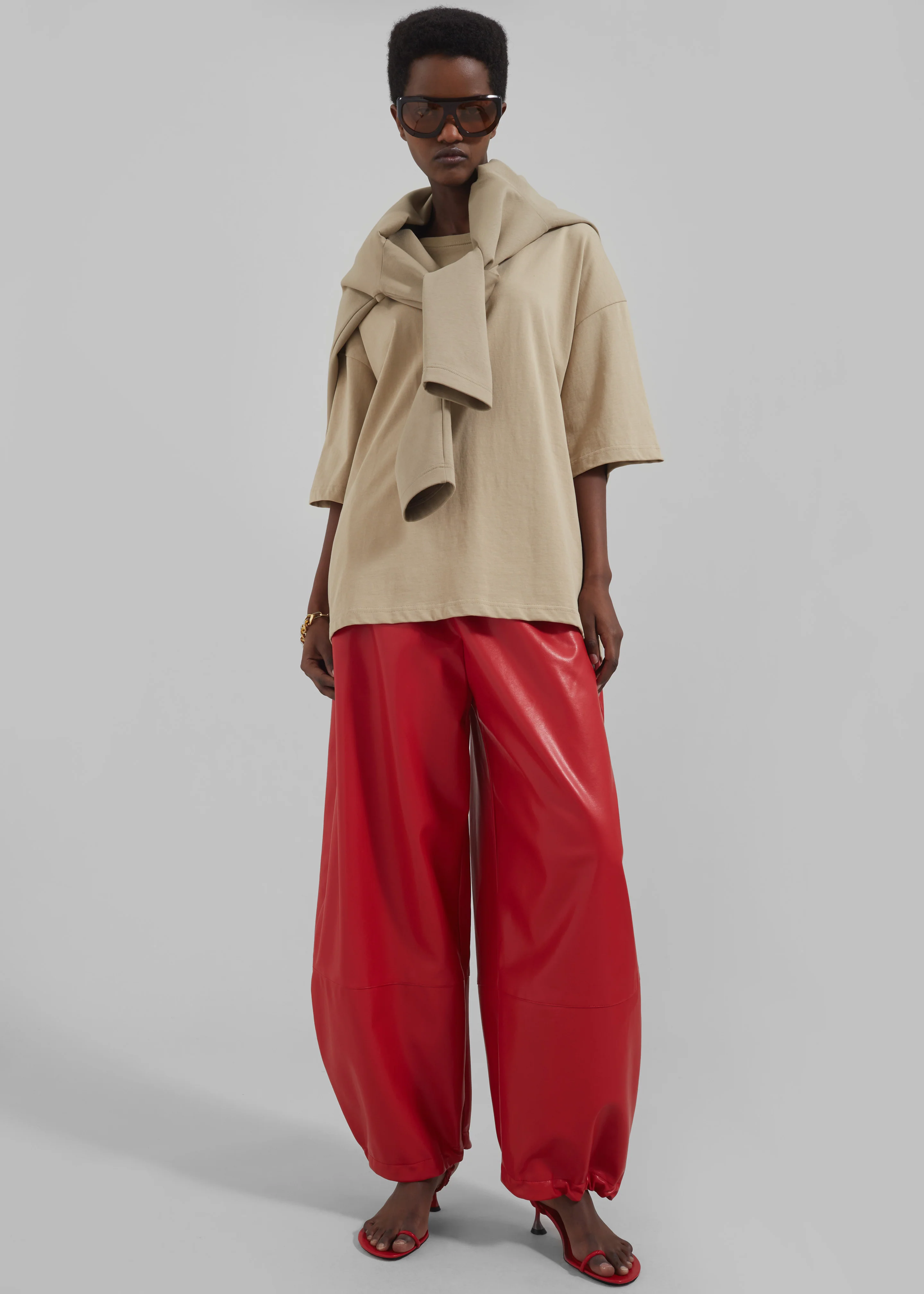 Briar Faux Leather Balloon Pants - Red - Image 6